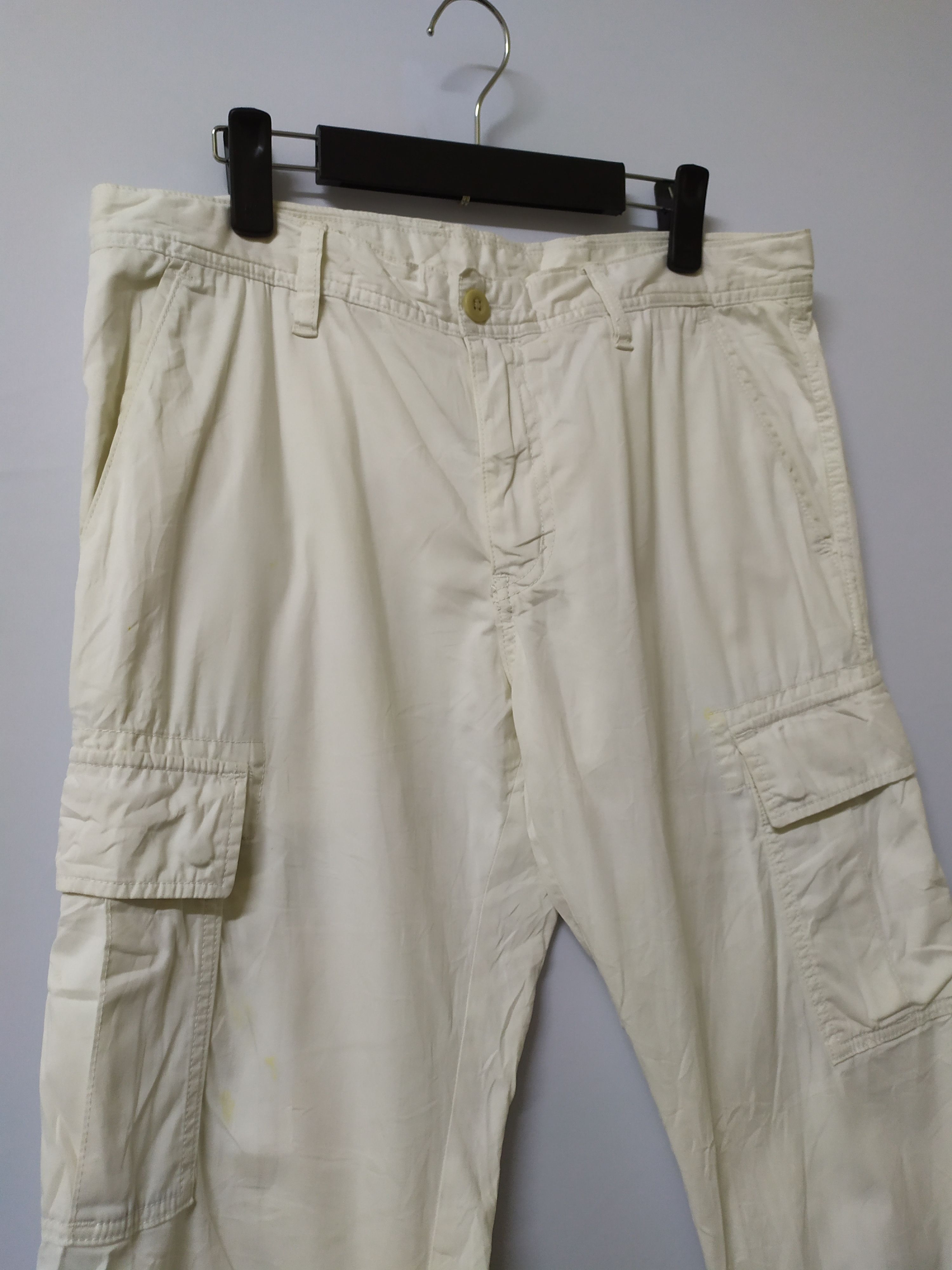 Japanese Brand × White's Boots JAPANESE BRAND FADED WHITE YELLOW CARGO PANTS Size US 34 / EU 50 - 5 Thumbnail