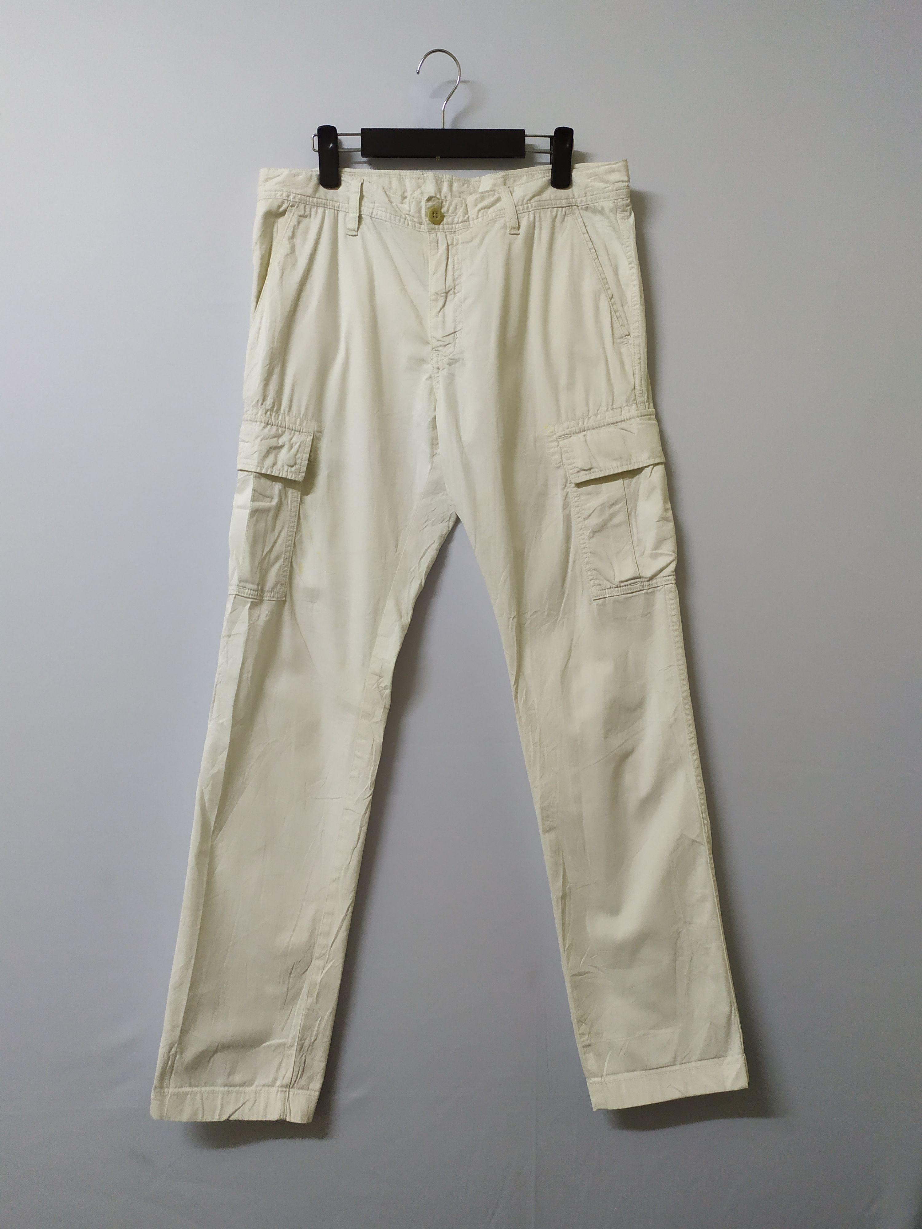 Japanese Brand × White's Boots JAPANESE BRAND FADED WHITE YELLOW CARGO PANTS Size US 34 / EU 50 - 1 Thumbnail