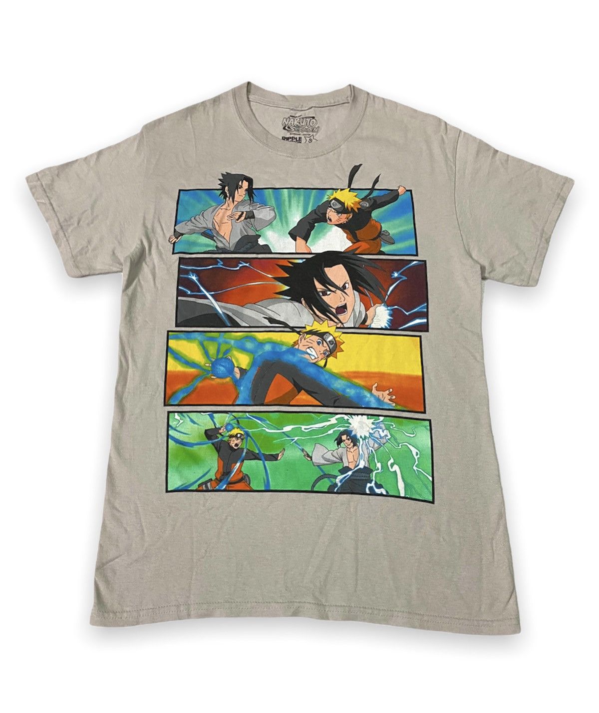 image of Vintage Naruto Shippuden Japanese Anime Series Tees in Grey, Men's (Size Small)