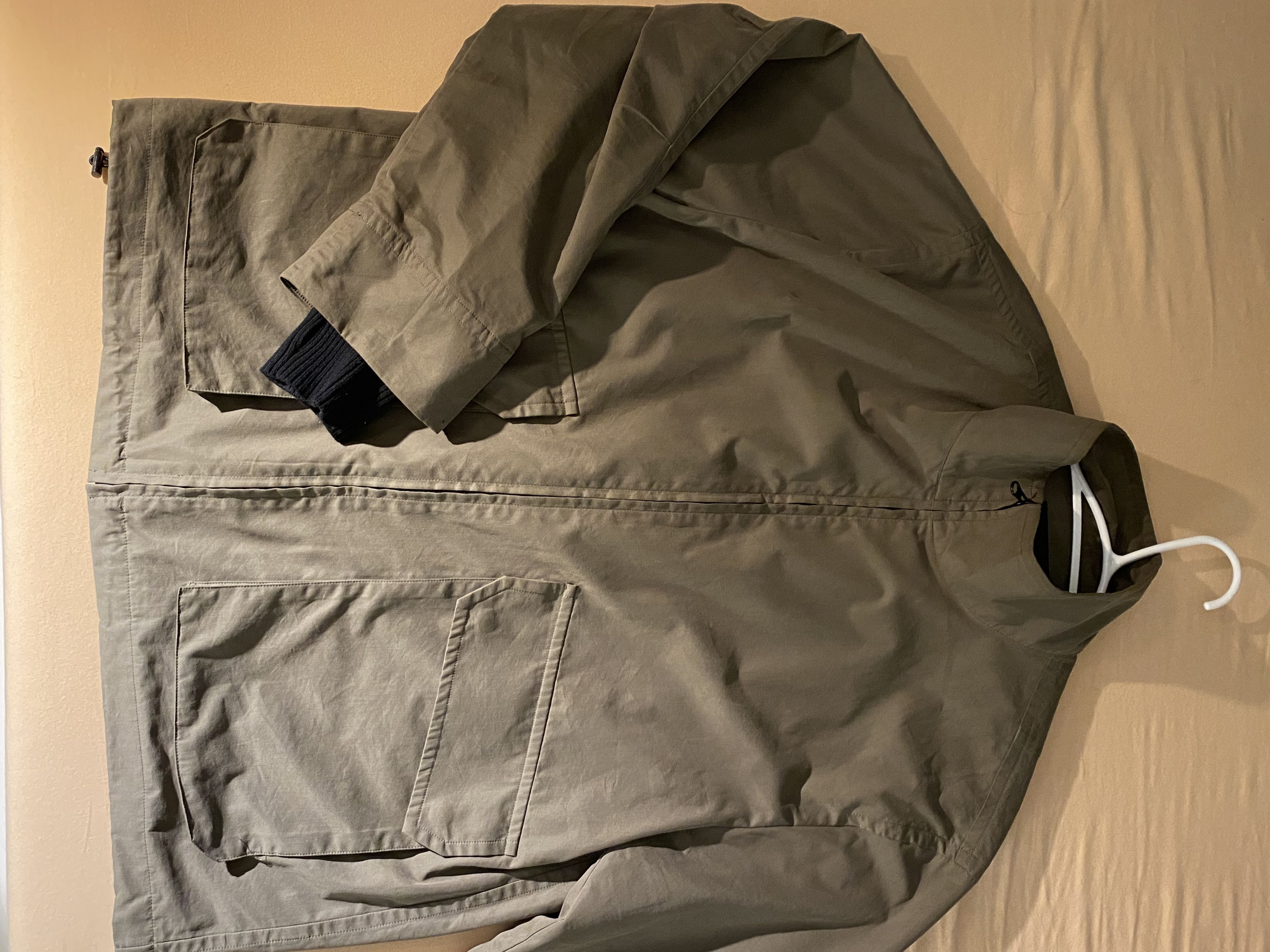 image of Helmut Lang Khaki Memory Cargo Bomber Jacket in Green, Men's (Size Medium)