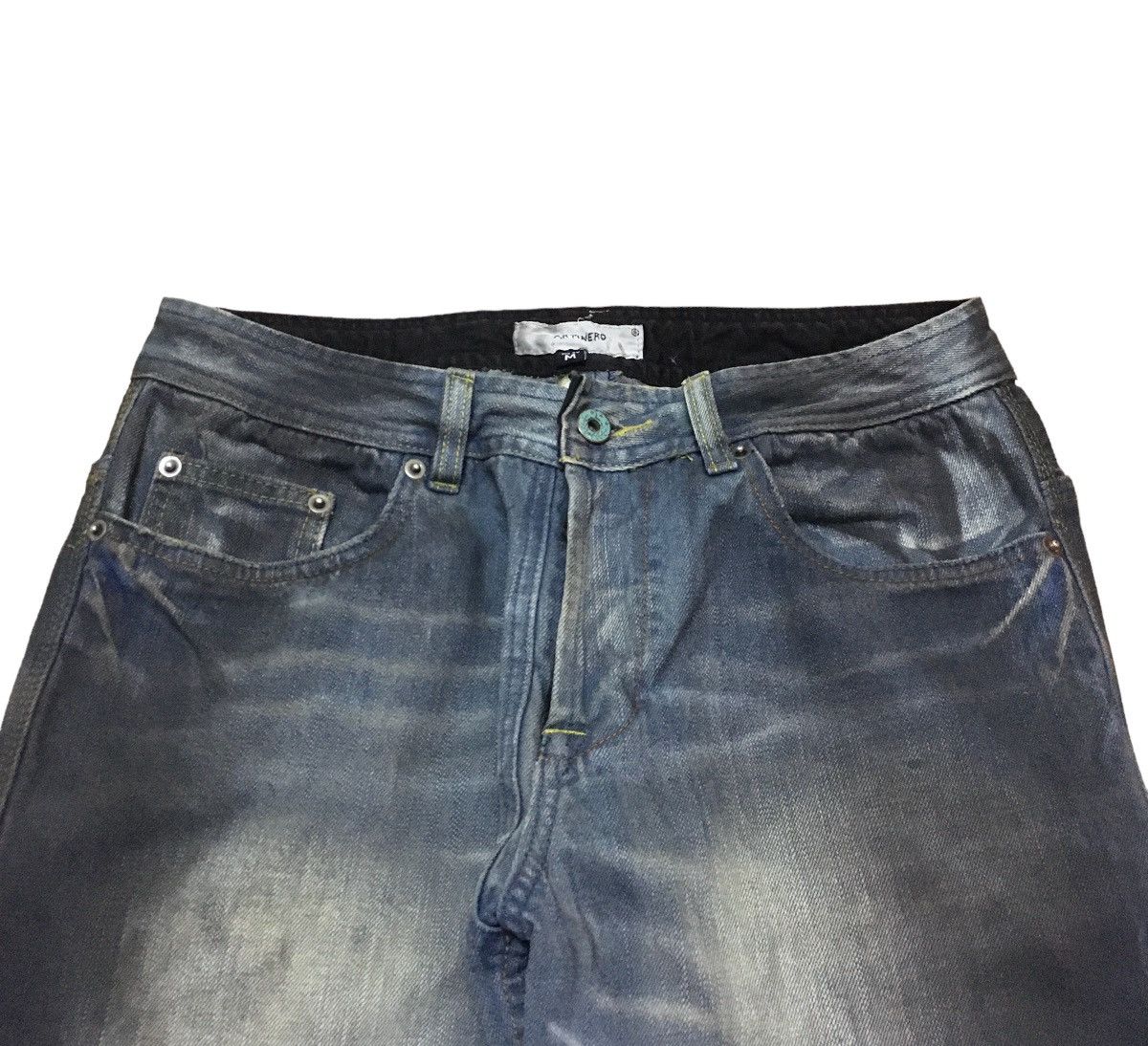 14th Addiction Rare Design Vintage Artinero Waxed Distressed Jeans 1990s Size US 30 / EU 46 - 3 Thumbnail