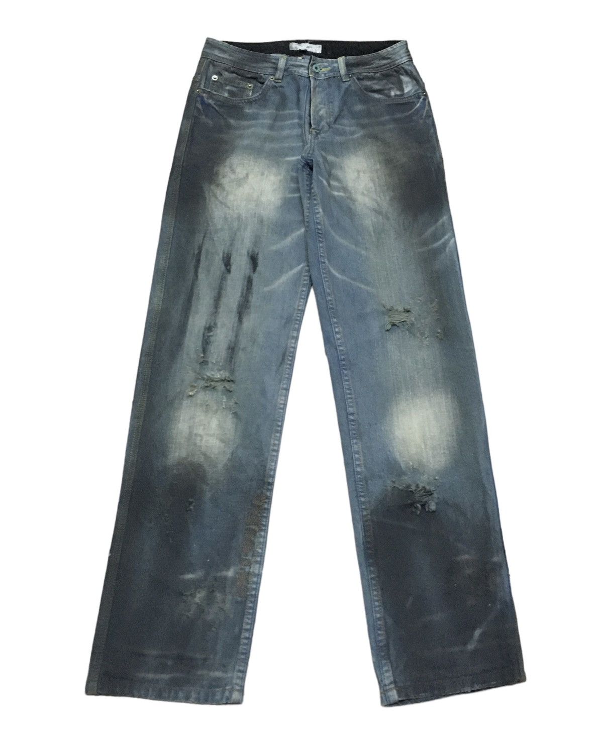 14th Addiction Rare Design Vintage Artinero Waxed Distressed Jeans 1990s Size US 30 / EU 46 - 1 Thumbnail