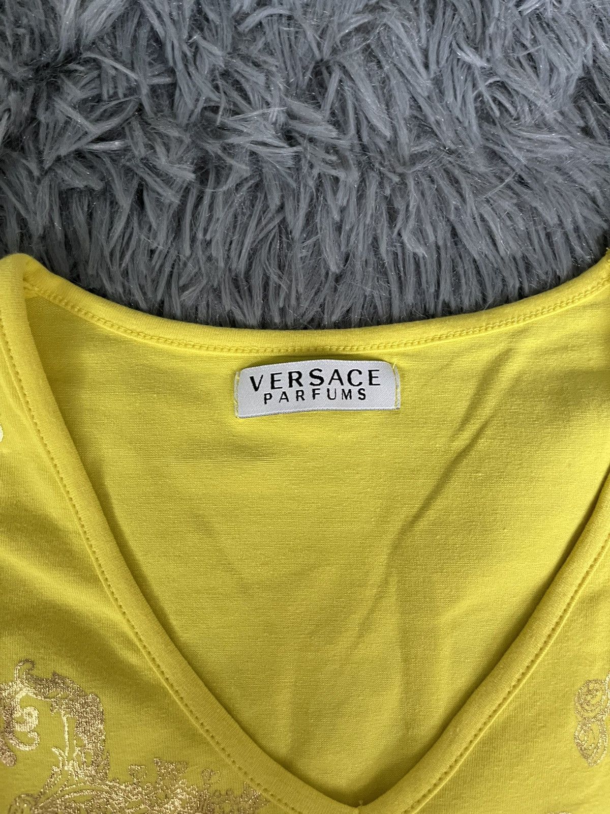 Versace × Vintage Versace Parfums line yellow diamond Y2K vintage longsleeve Size M / US 6-8 / IT 42-44 - 6 Thumbnail