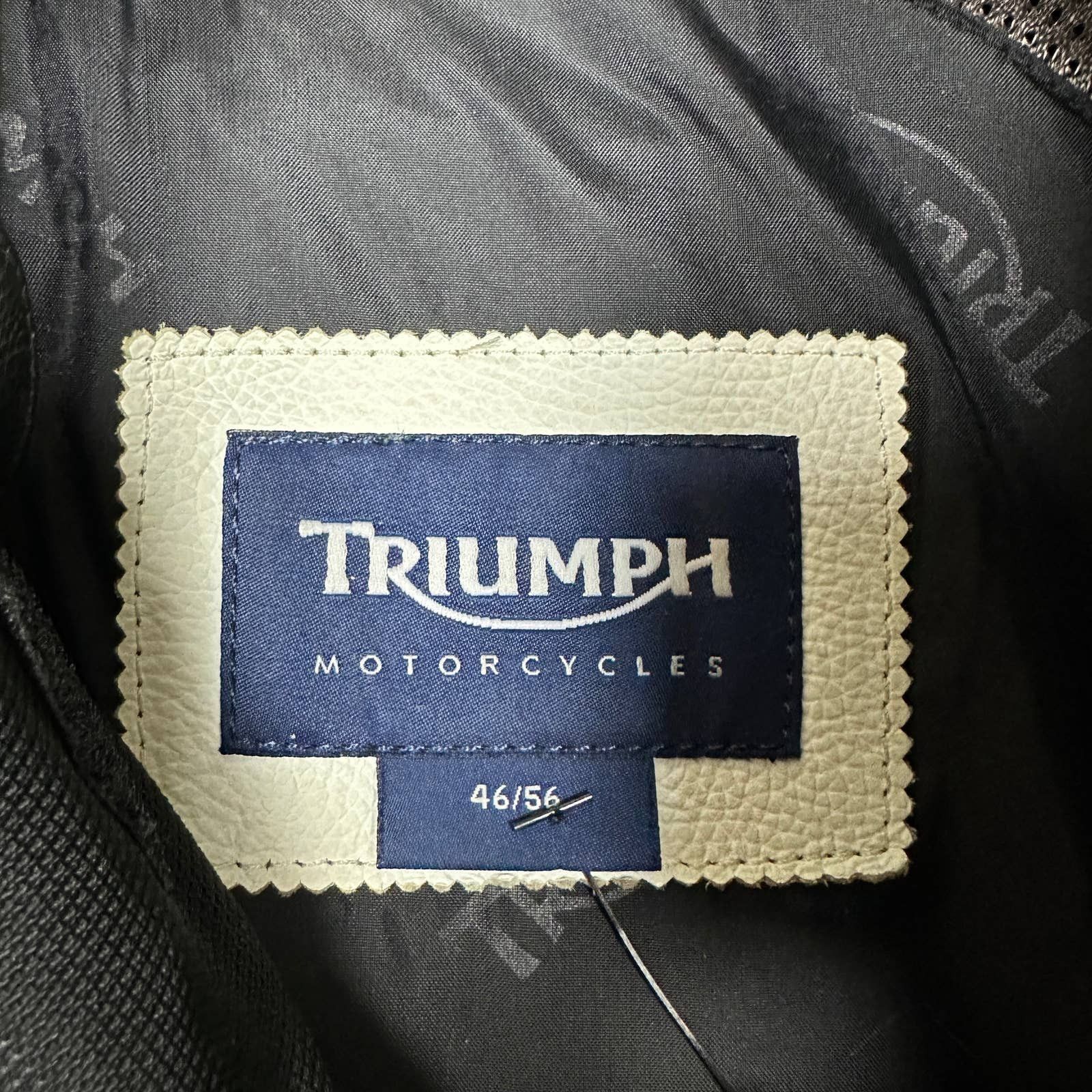 00s Black White Triumph Leather Motorcycle Riding Jacket U30 Leather Jackets