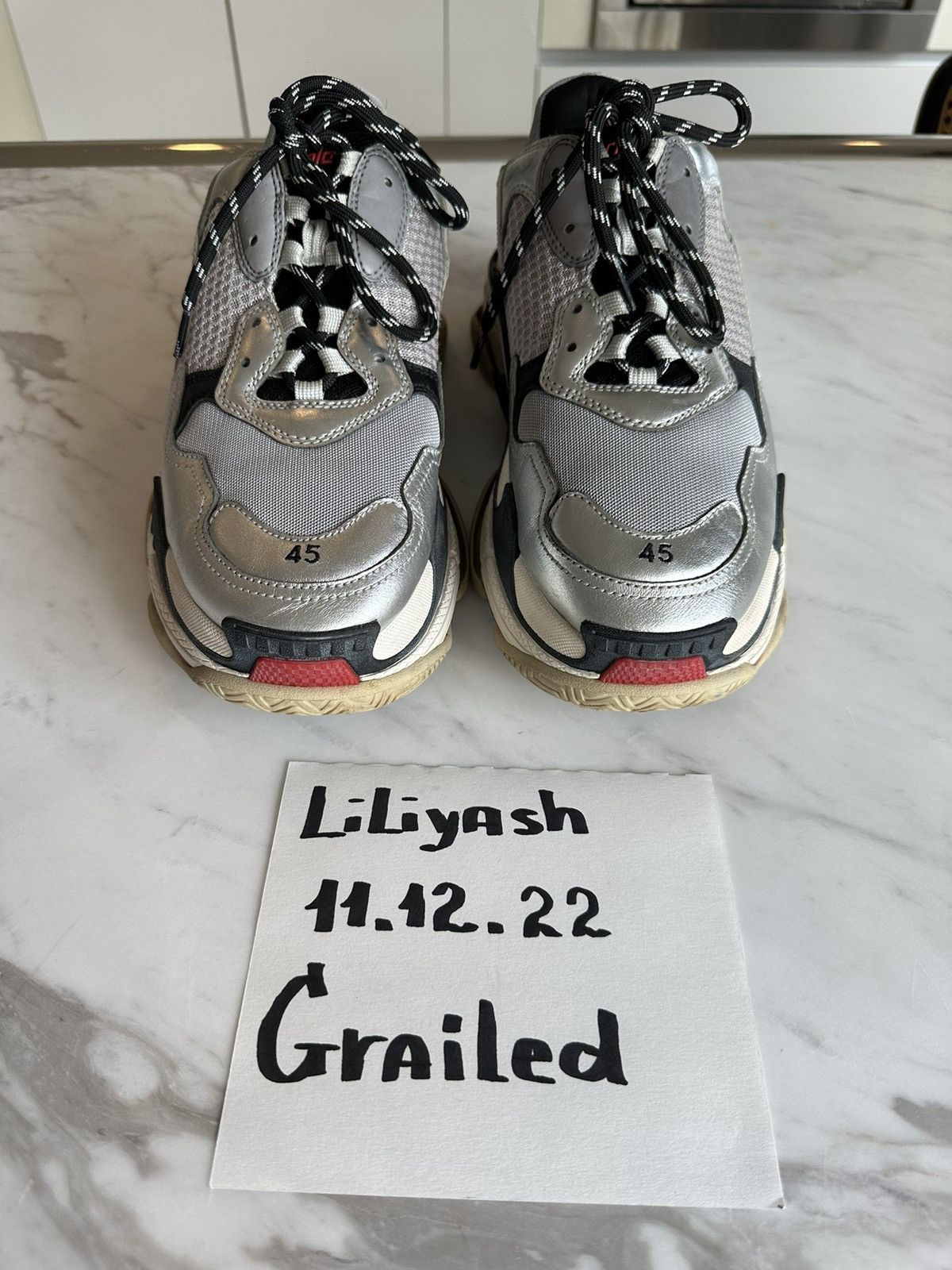 Balenciaga Balenciaga Triple S Sneakers ‘Silver’ Size US 12 / EU 45 - 1 Thumbnail
