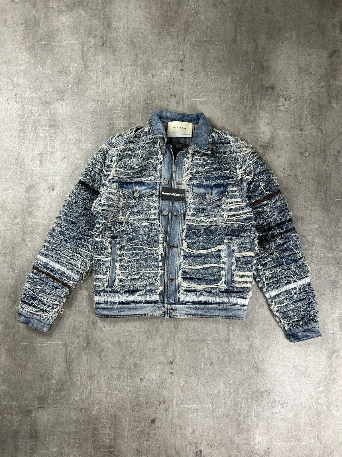 1017 ALYX 9SM × Blackmeans 1017 ALYX 9SM BLACKMEANS Shredded Denim Distressed Jacket Size US S / EU 44-46 / 1 - 6 Thumbnail