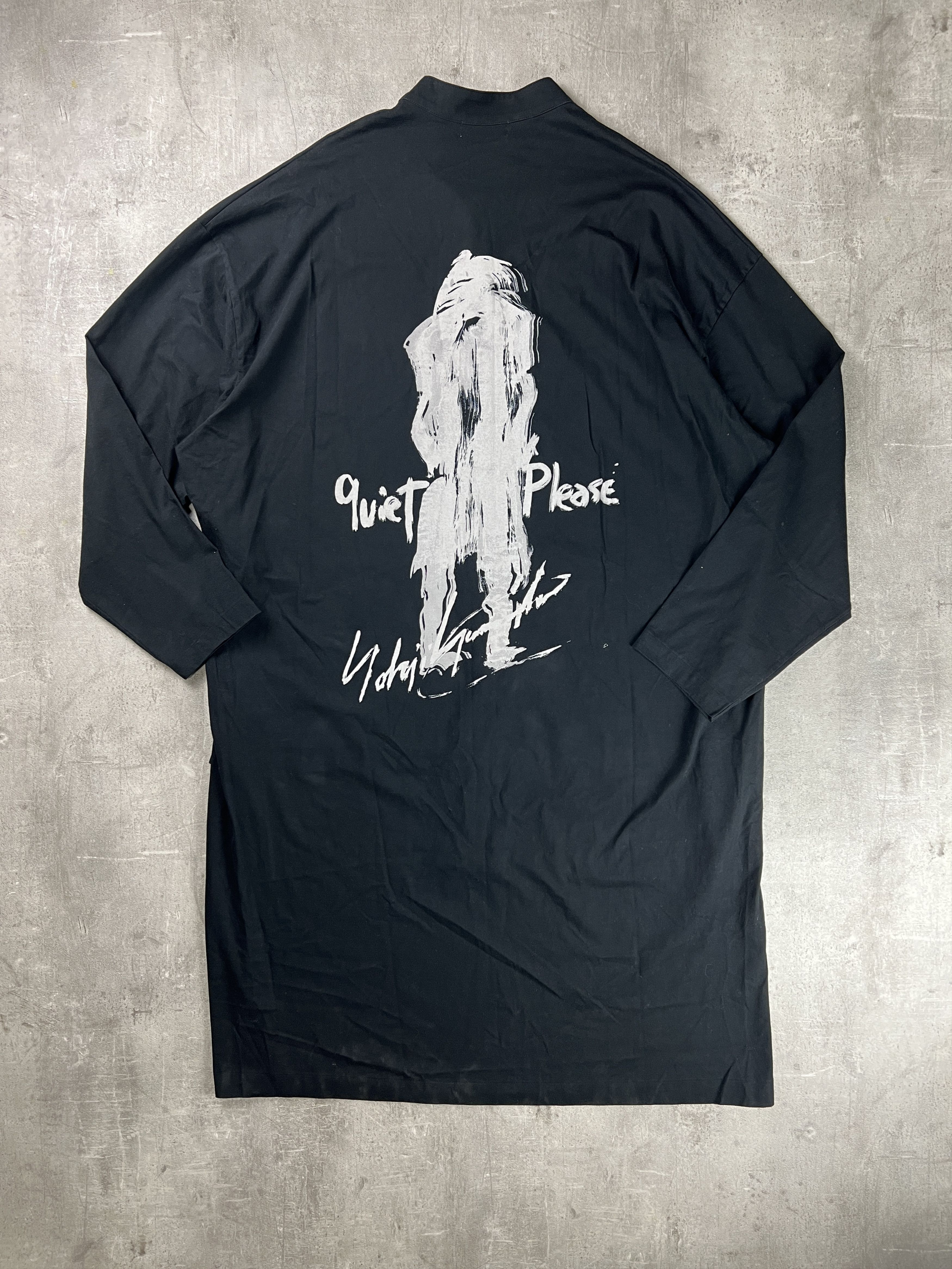 Yohji Yamamoto Quiet Please Elongated Shirt with Scribble Drawing