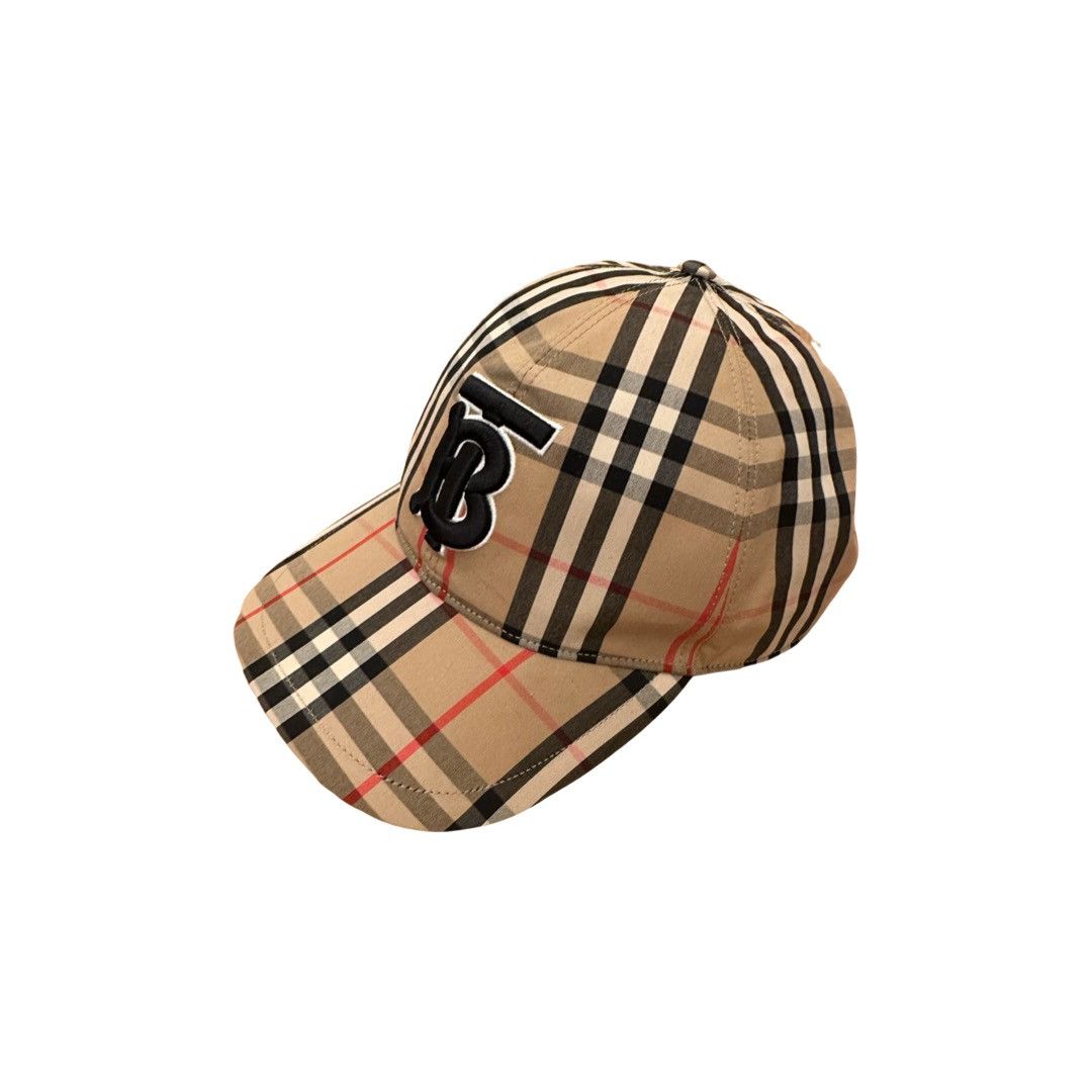 Burberry TB Monogram Motif Vintage Check Cotton Baseball Cap