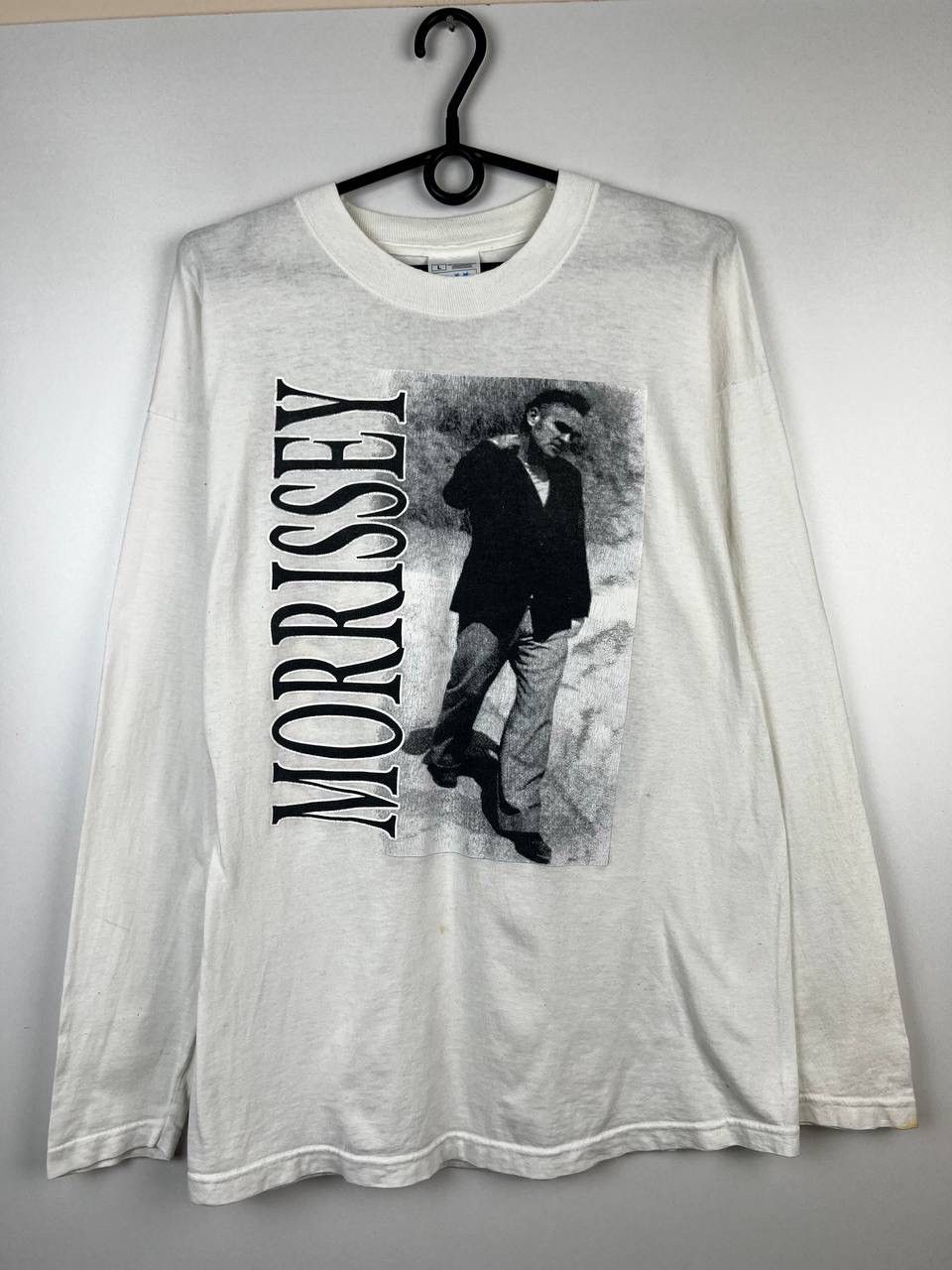 image of Morrissey 90's The Smith Vintage Long Sleeve Shirt Size L in White, Men's
