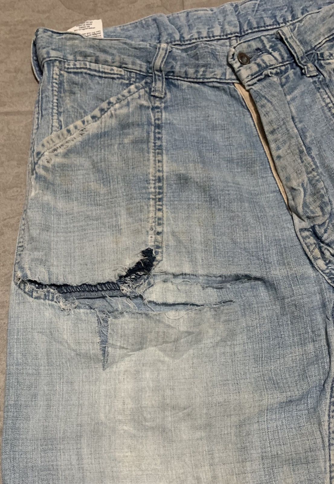 45rpm Vintage 45 RPM Faded Blue Denim Jeans Distressed Size US 29 - 4 Thumbnail