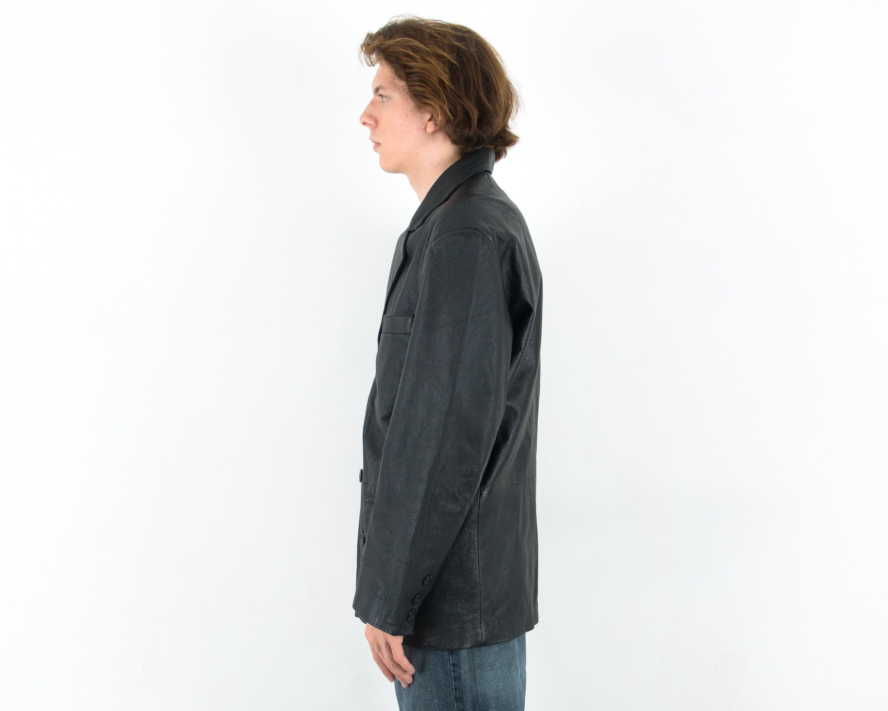 Leather BERTO LUCCI Genuine Leather Jacket Coat Blazer Button Retro Size US L / EU 52-54 / 3 - 3 Thumbnail