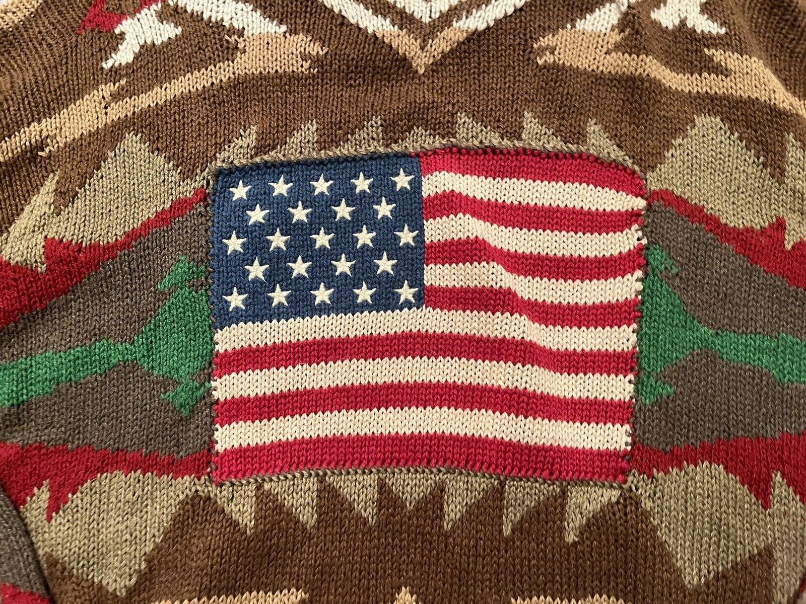 Polo Ralph Lauren Vintage Polo Ralph Lauren Aztec Sweater Flag Sweater XL Size US XL / EU 56 / 4 - 3 Thumbnail