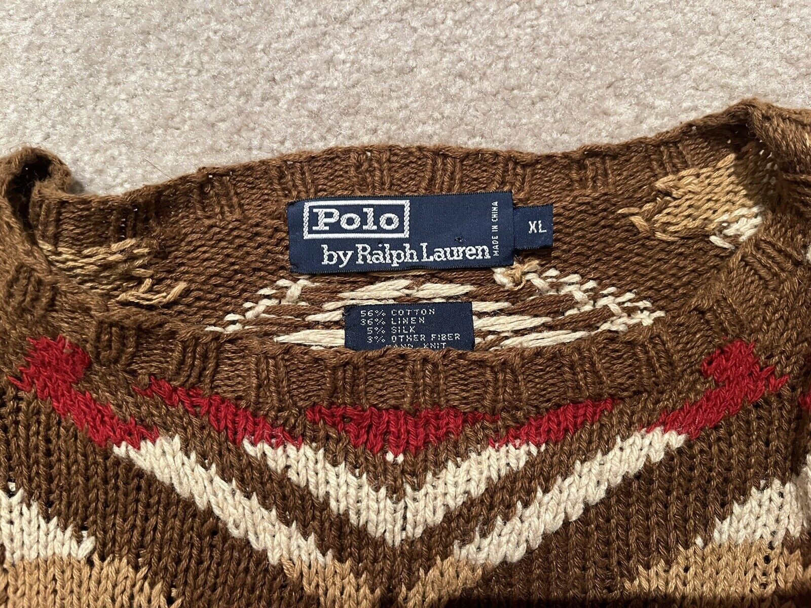 Polo Ralph Lauren Vintage Polo Ralph Lauren Aztec Sweater Flag Sweater XL Size US XL / EU 56 / 4 - 4 Thumbnail