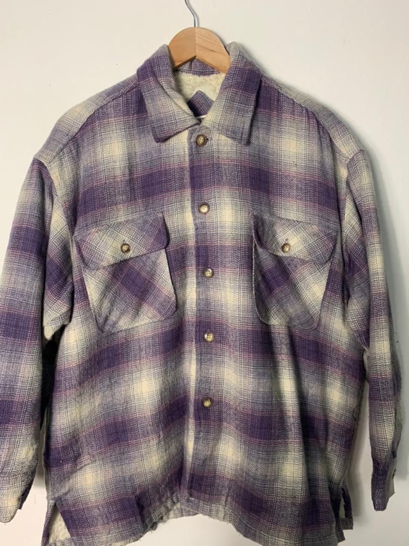 Flannel × Japanese Brand × Vintage Vintage Purple Flannel Wool Sherpa Lining Instructbasic Size US L / EU 52-54 / 3 - 2 Thumbnail