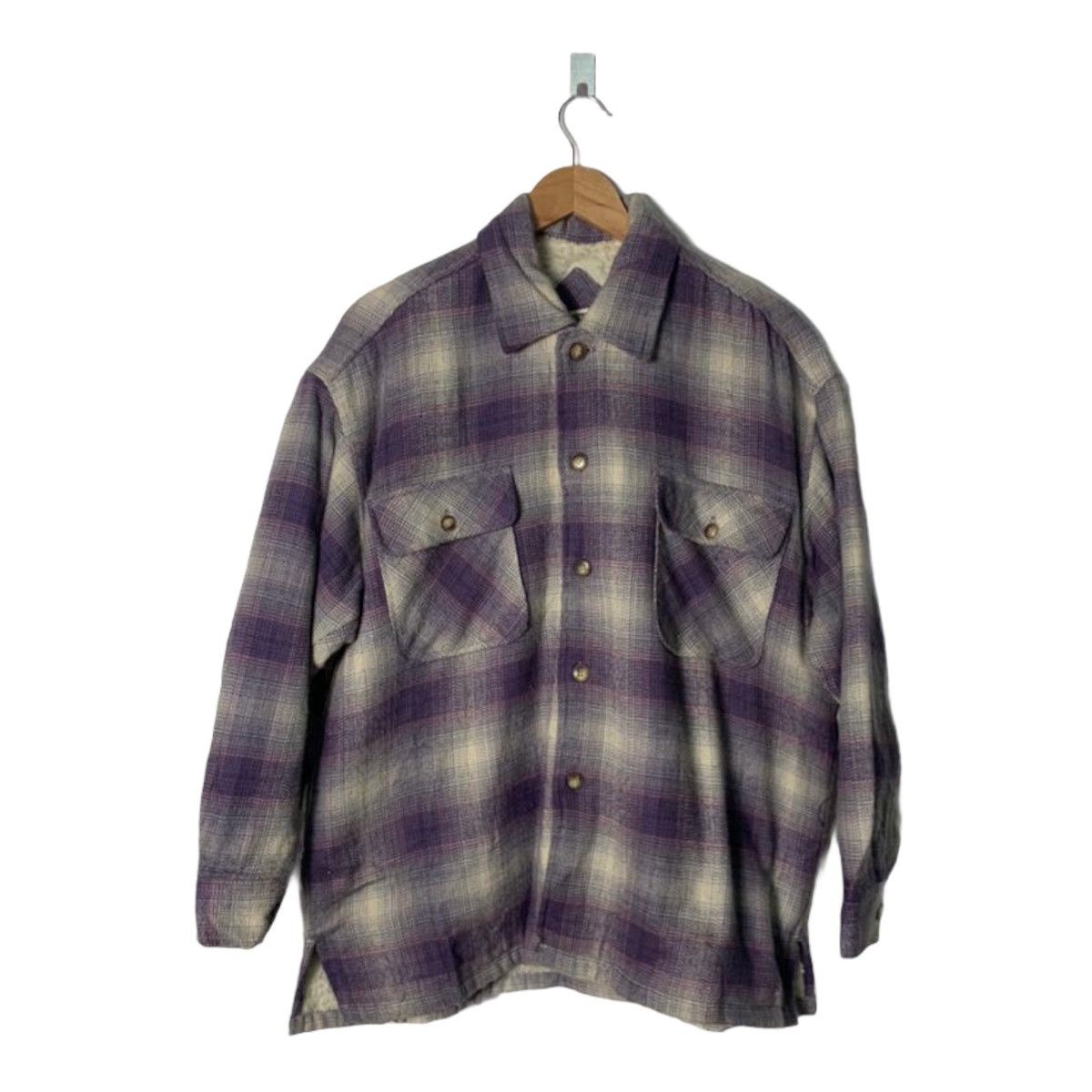 Flannel × Japanese Brand × Vintage Vintage Purple Flannel Wool Sherpa Lining Instructbasic Size US L / EU 52-54 / 3 - 1 Thumbnail