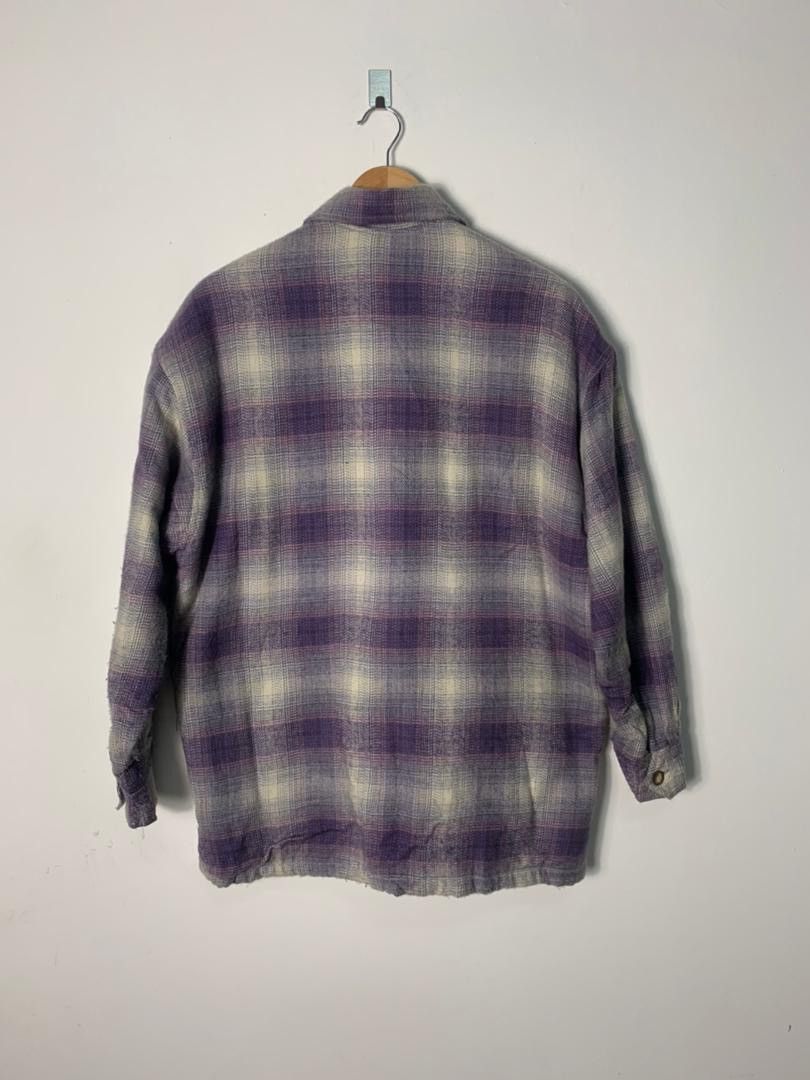 Flannel × Japanese Brand × Vintage Vintage Purple Flannel Wool Sherpa Lining Instructbasic Size US L / EU 52-54 / 3 - 4 Thumbnail