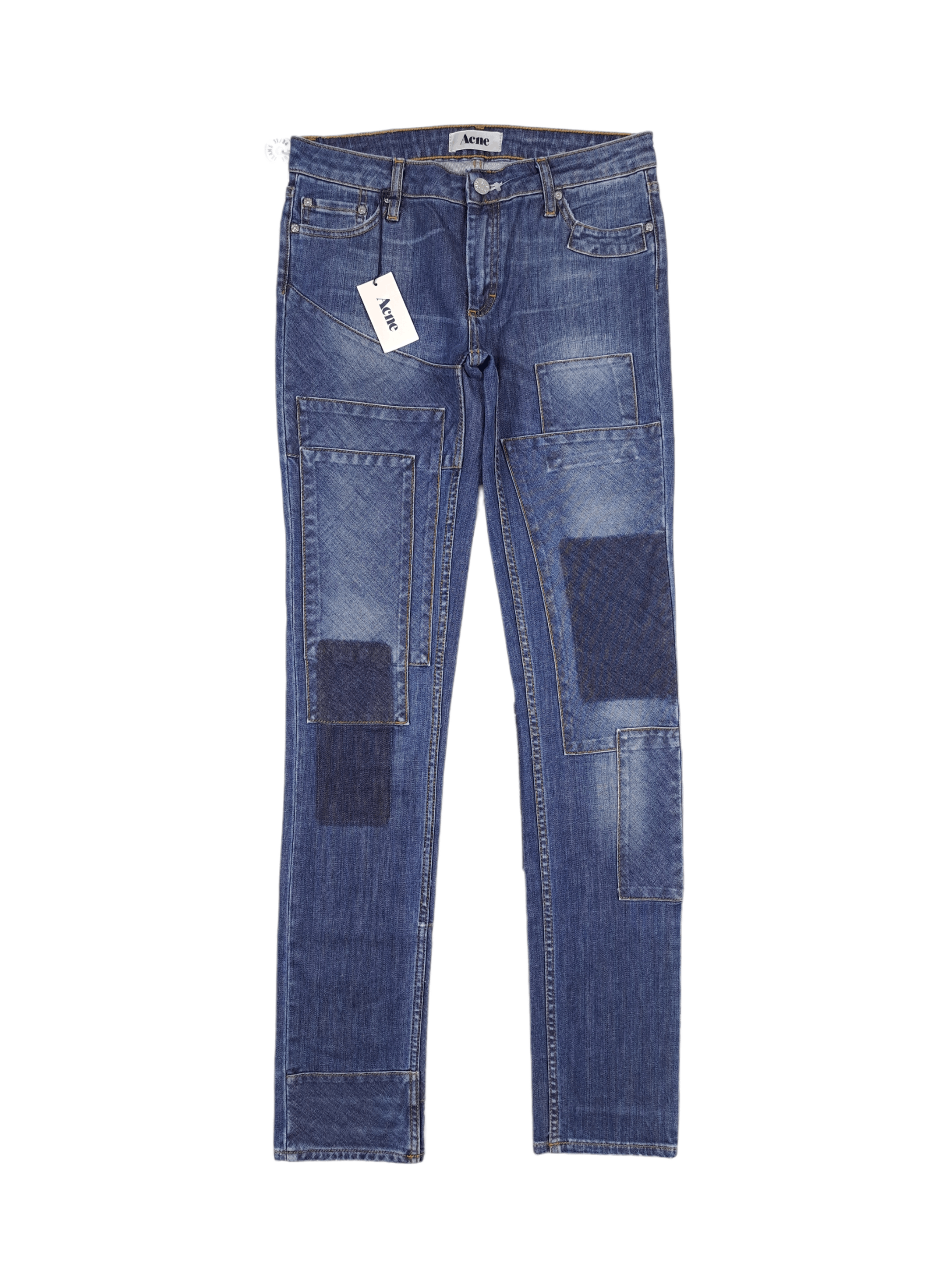 Acne Studios × Designer 💎 $750 New Slim KEX PATCH 31/34 Patchwork Jeans Denim Size 31" - 1 Thumbnail