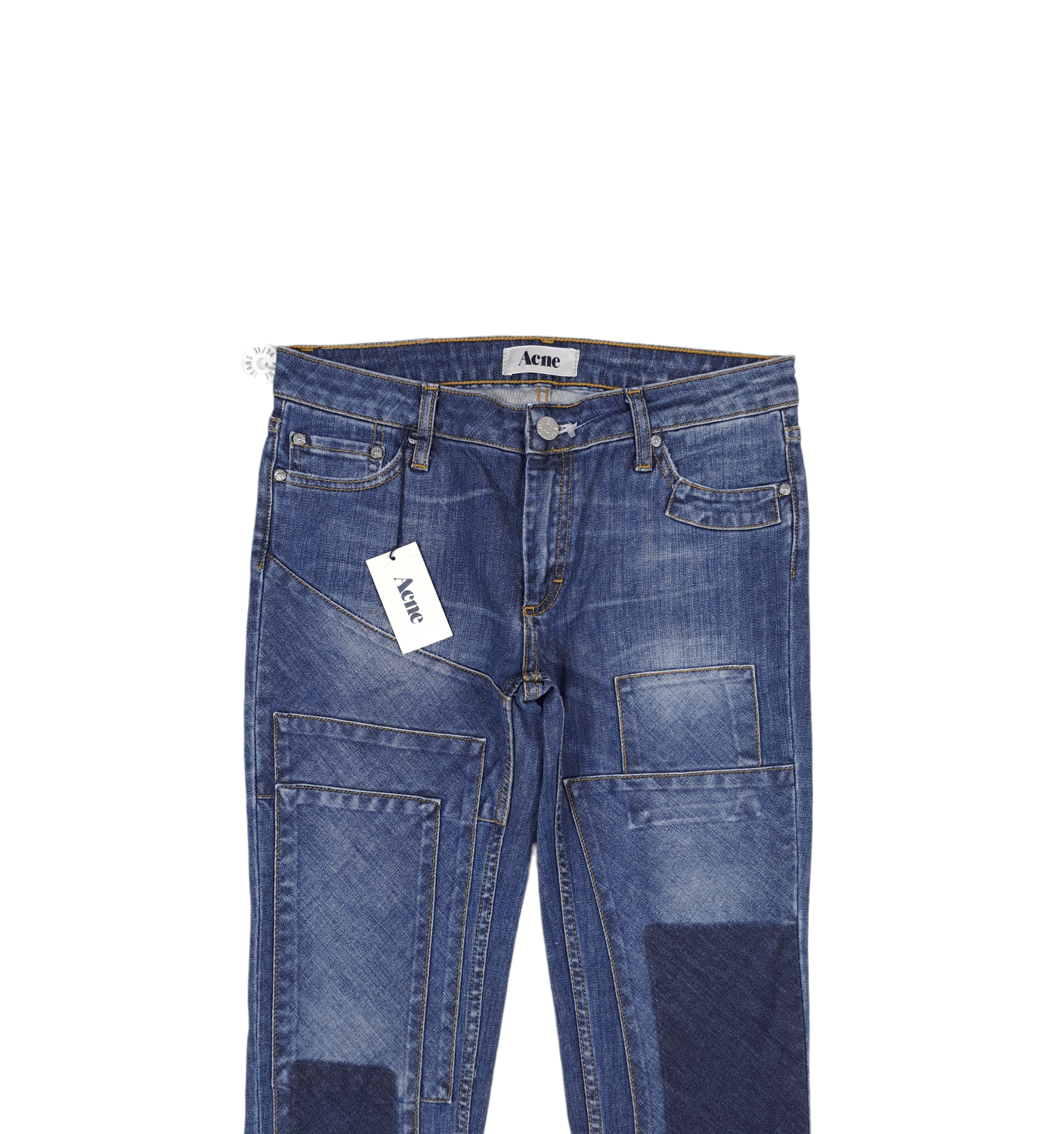 Acne Studios × Designer 💎 $750 New Slim KEX PATCH 31/34 Patchwork Jeans Denim Size 31" - 3 Thumbnail
