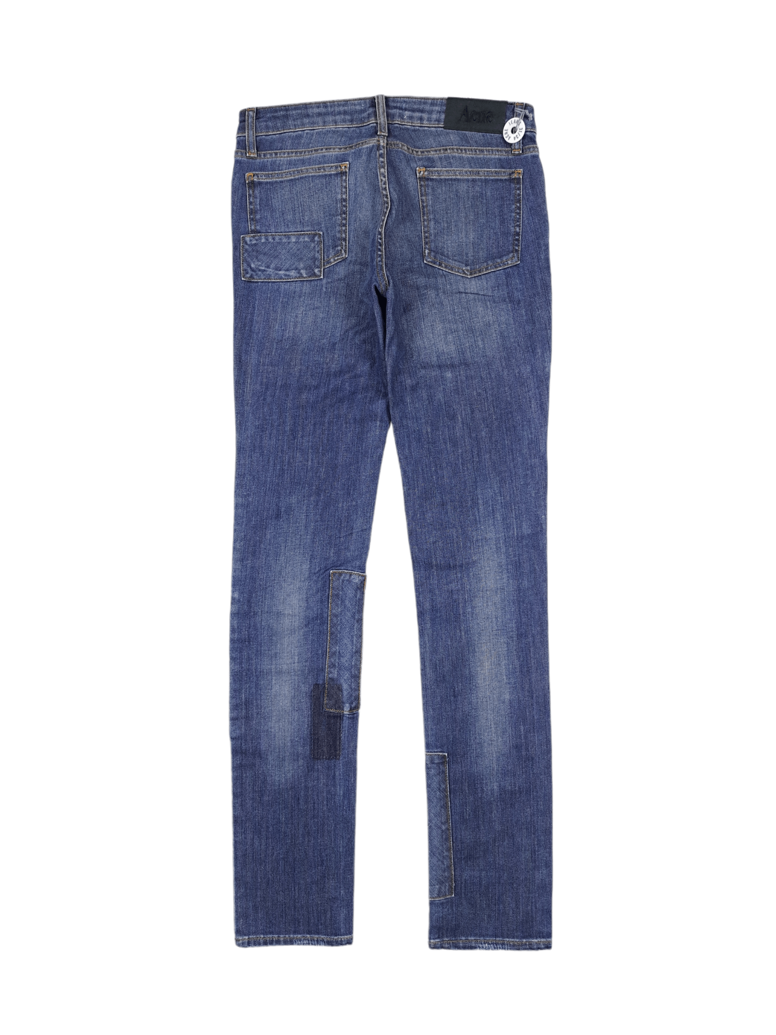 Acne Studios × Designer 💎 $750 New Slim KEX PATCH 31/34 Patchwork Jeans Denim Size 31" - 2 Thumbnail