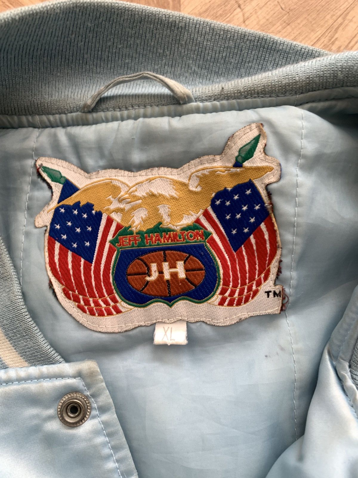 Jeff Hamilton × Vintage Vintage Jeff Hamilton NBA Patches Satin Bomber Jacket Size US XL / EU 56 / 4 - 16 Thumbnail
