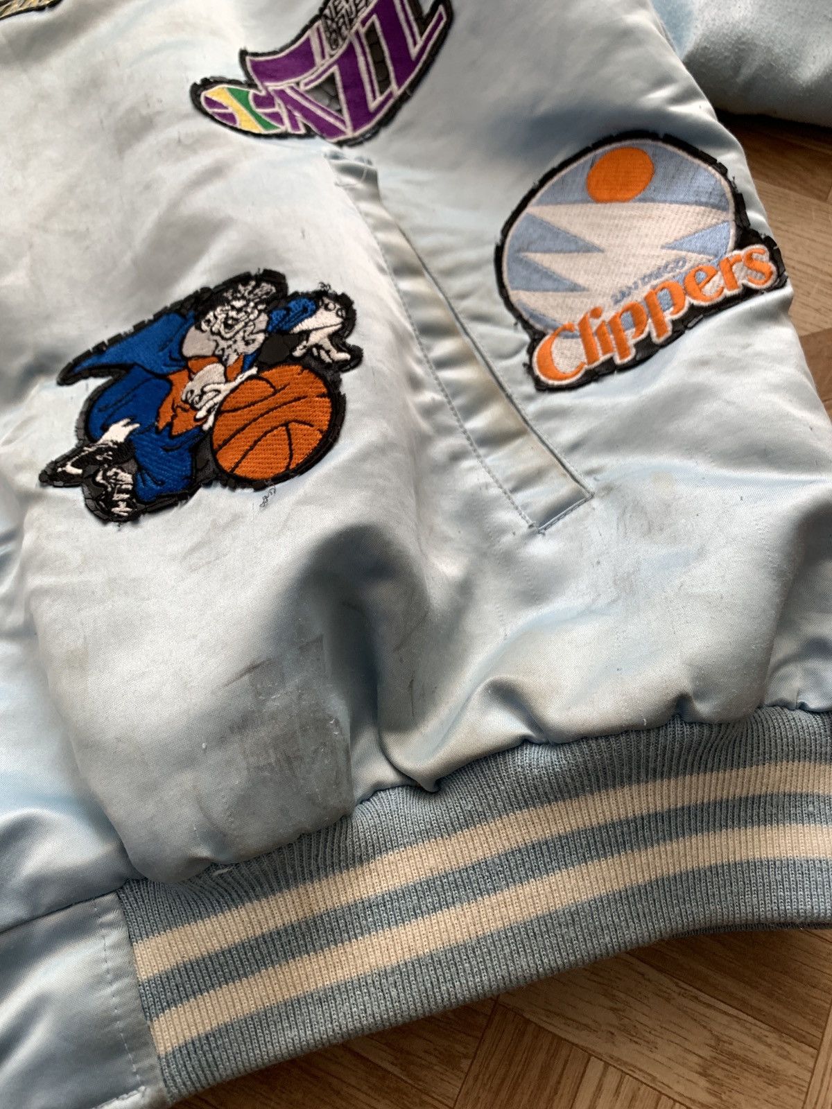 Jeff Hamilton × Vintage Vintage Jeff Hamilton NBA Patches Satin Bomber Jacket Size US XL / EU 56 / 4 - 8 Thumbnail