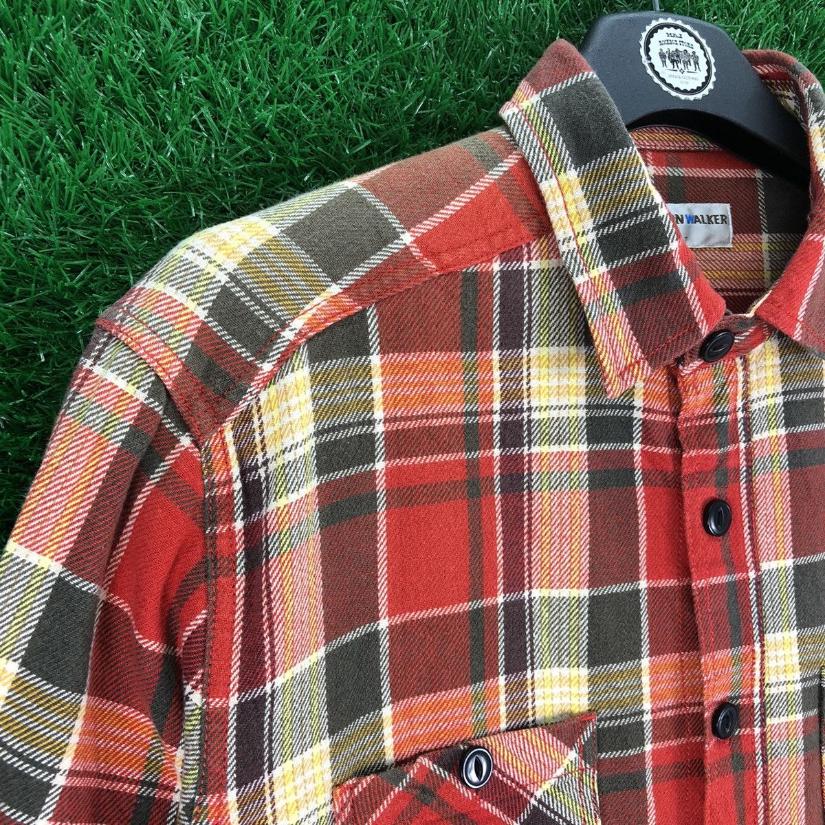Japanese Brand Vintage Flannel Checkered Double Pocket Cat Eye Button Size L / US 10 / IT 46 - 2 Thumbnail