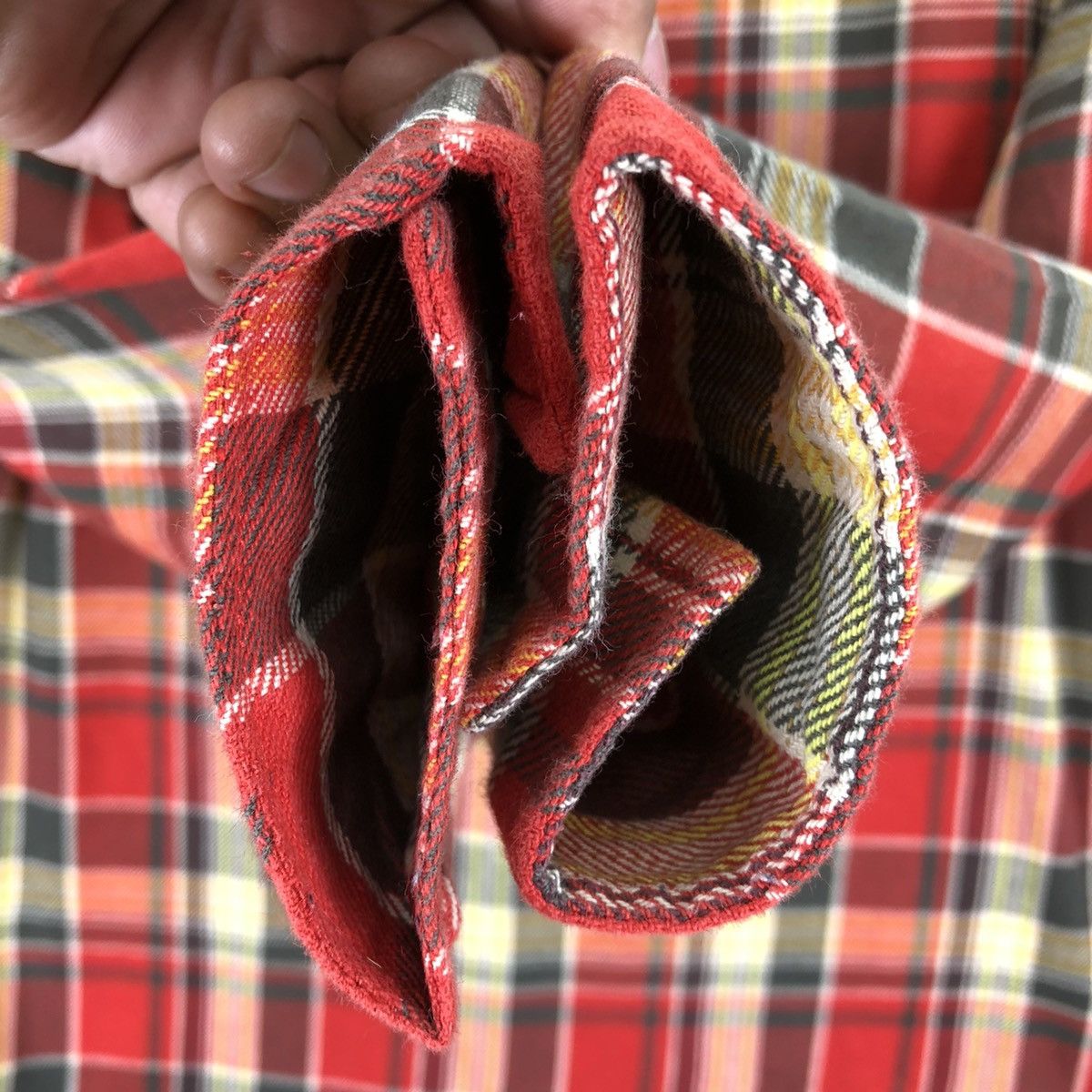 Japanese Brand Vintage Flannel Checkered Double Pocket Cat Eye Button Size L / US 10 / IT 46 - 9 Thumbnail