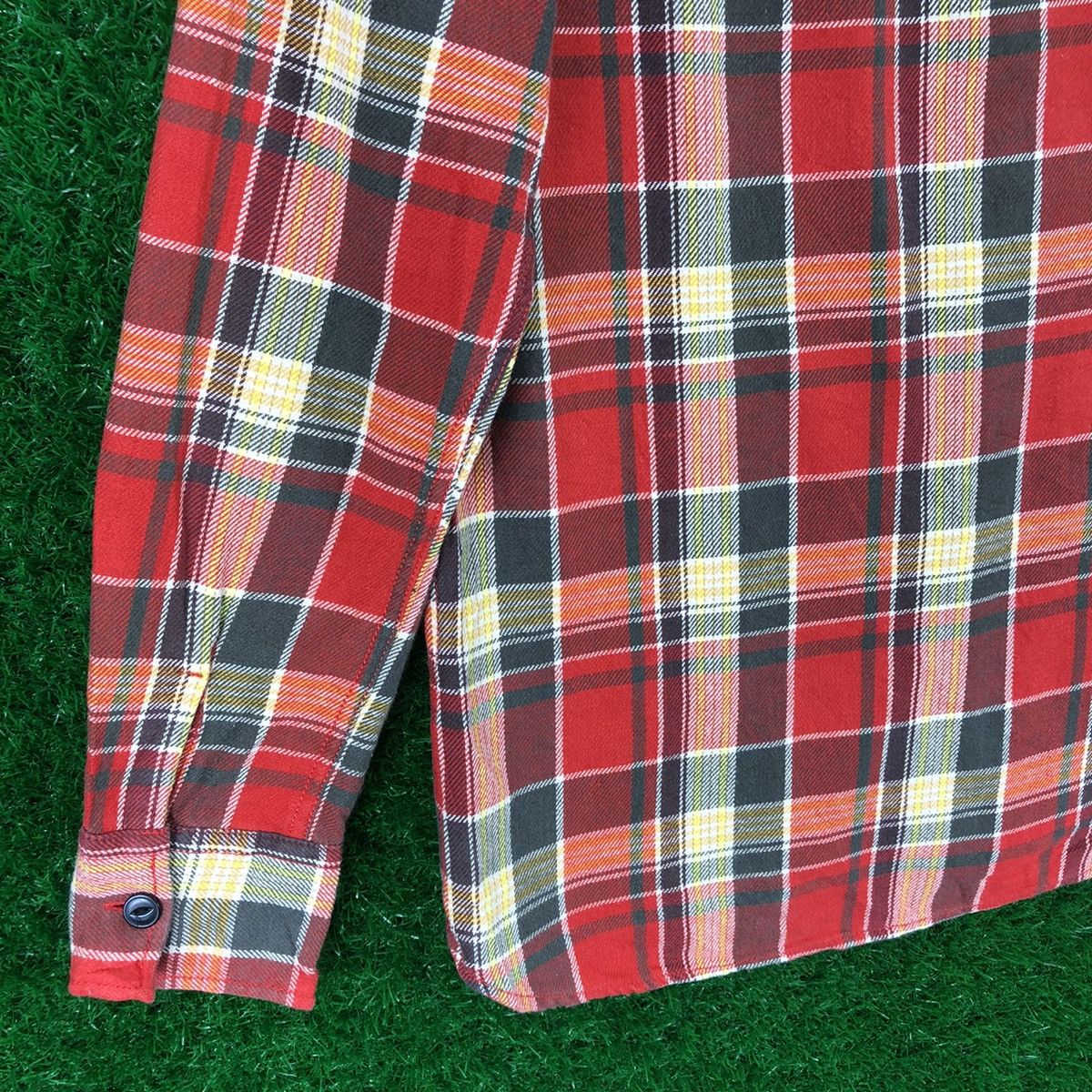 Japanese Brand Vintage Flannel Checkered Double Pocket Cat Eye Button Size L / US 10 / IT 46 - 6 Thumbnail