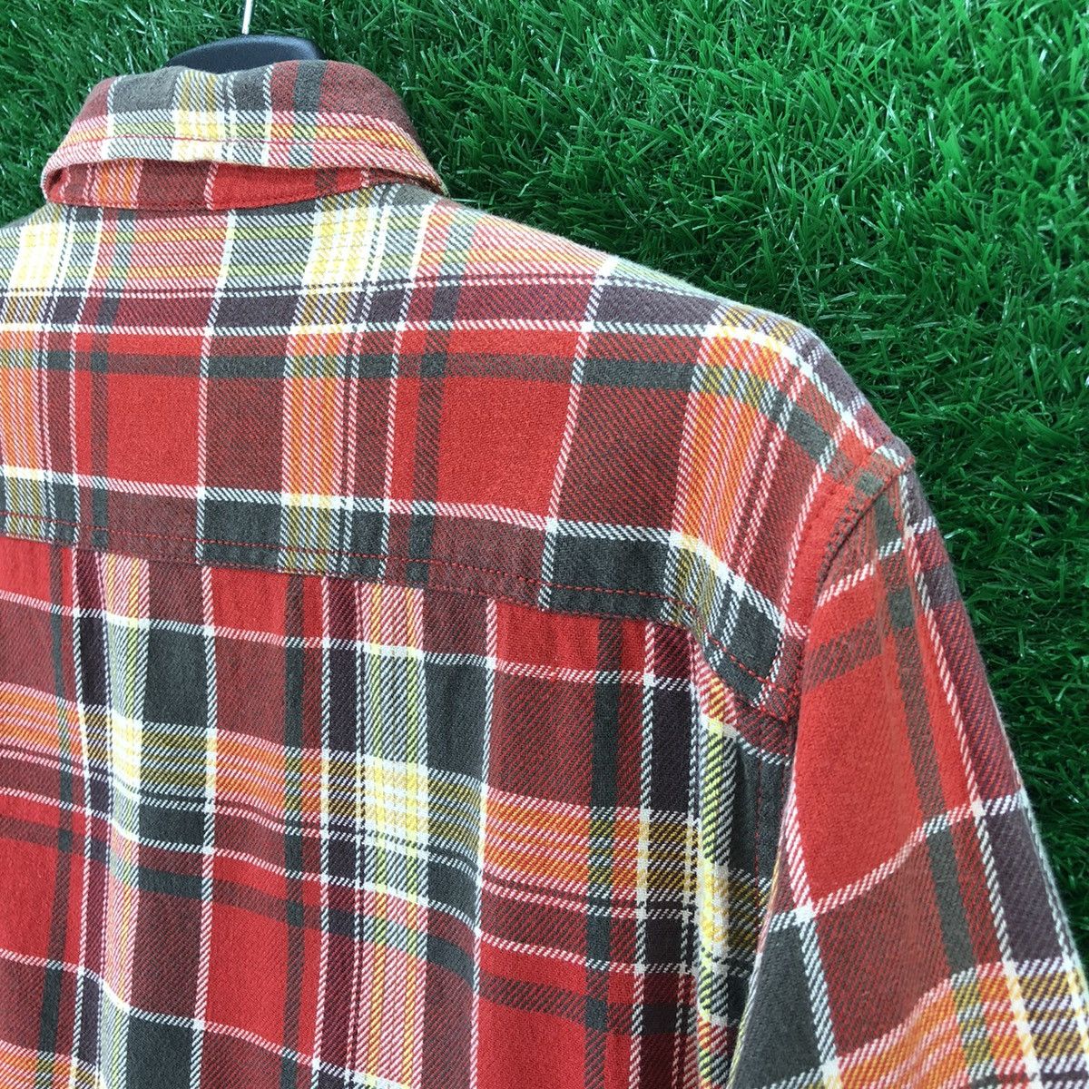 Japanese Brand Vintage Flannel Checkered Double Pocket Cat Eye Button Size L / US 10 / IT 46 - 5 Thumbnail
