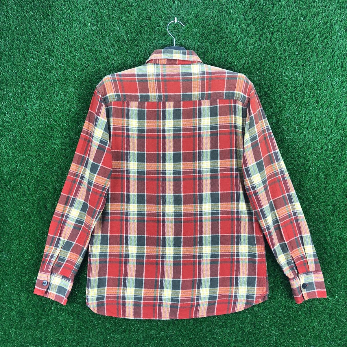 Japanese Brand Vintage Flannel Checkered Double Pocket Cat Eye Button Size L / US 10 / IT 46 - 4 Thumbnail