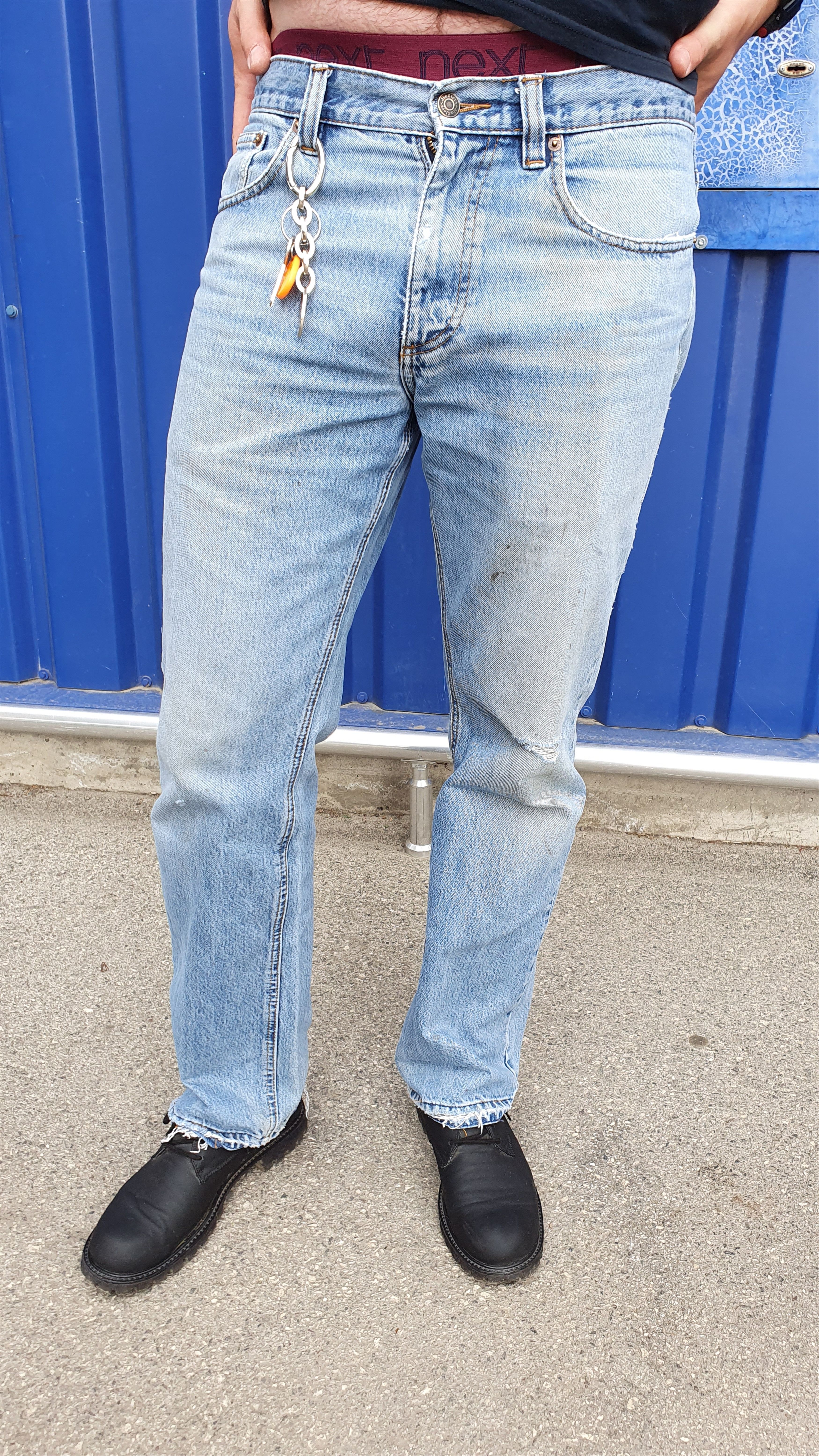 Vintage 90s JINGLERS Dirty Ripped Denim relaxed fit jean Size US 33 - 1 Thumbnail