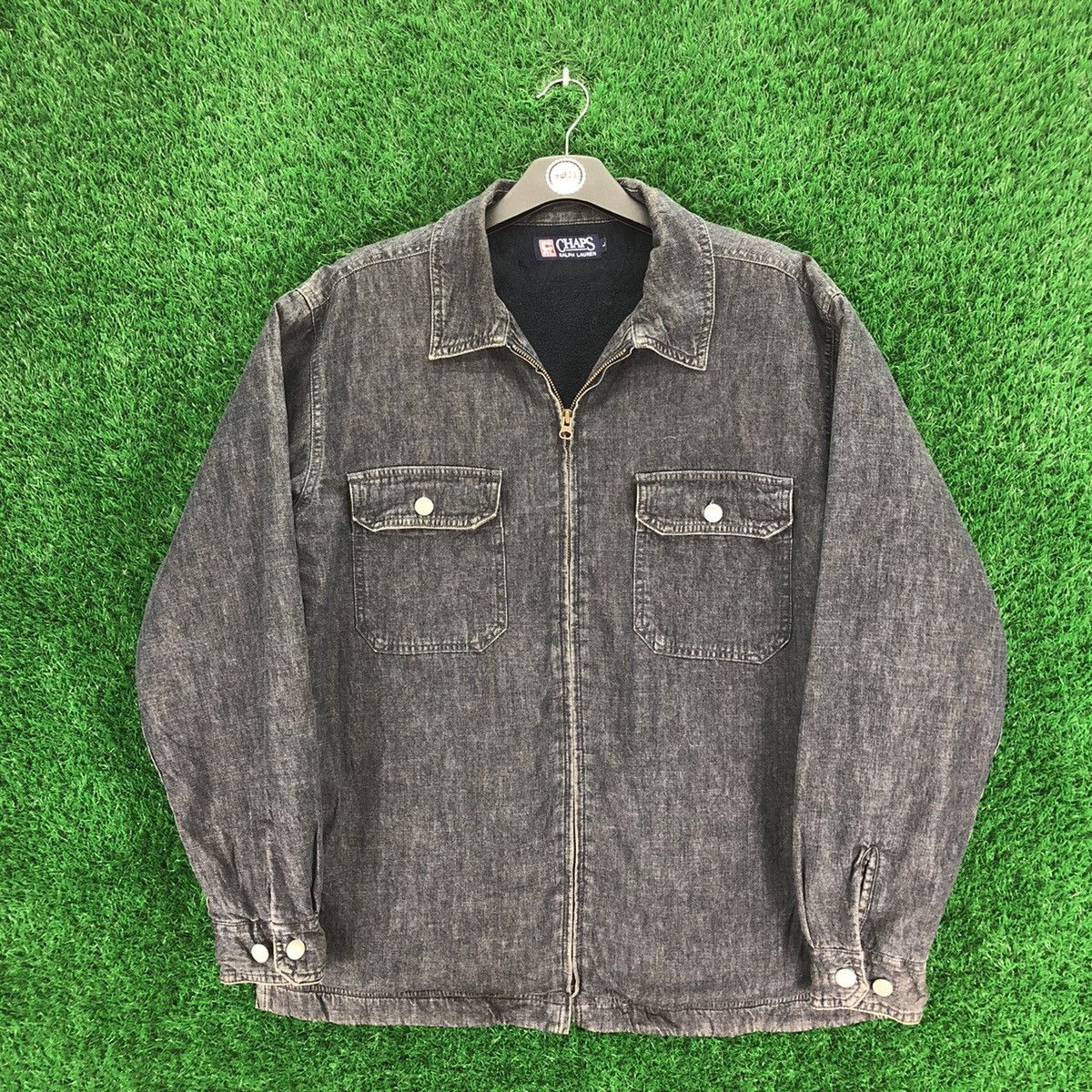 image of Denim Jacket x Ralph Lauren Vintage Chaps Ralph Laurent Zipper Jacket Fleece Lining in Denim (Size 