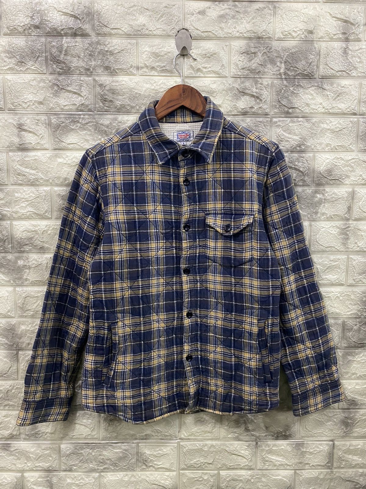 image of Chiang Mai Deluxe Flannel Jacket in Black Blue Flannel, Men's (Size Small)