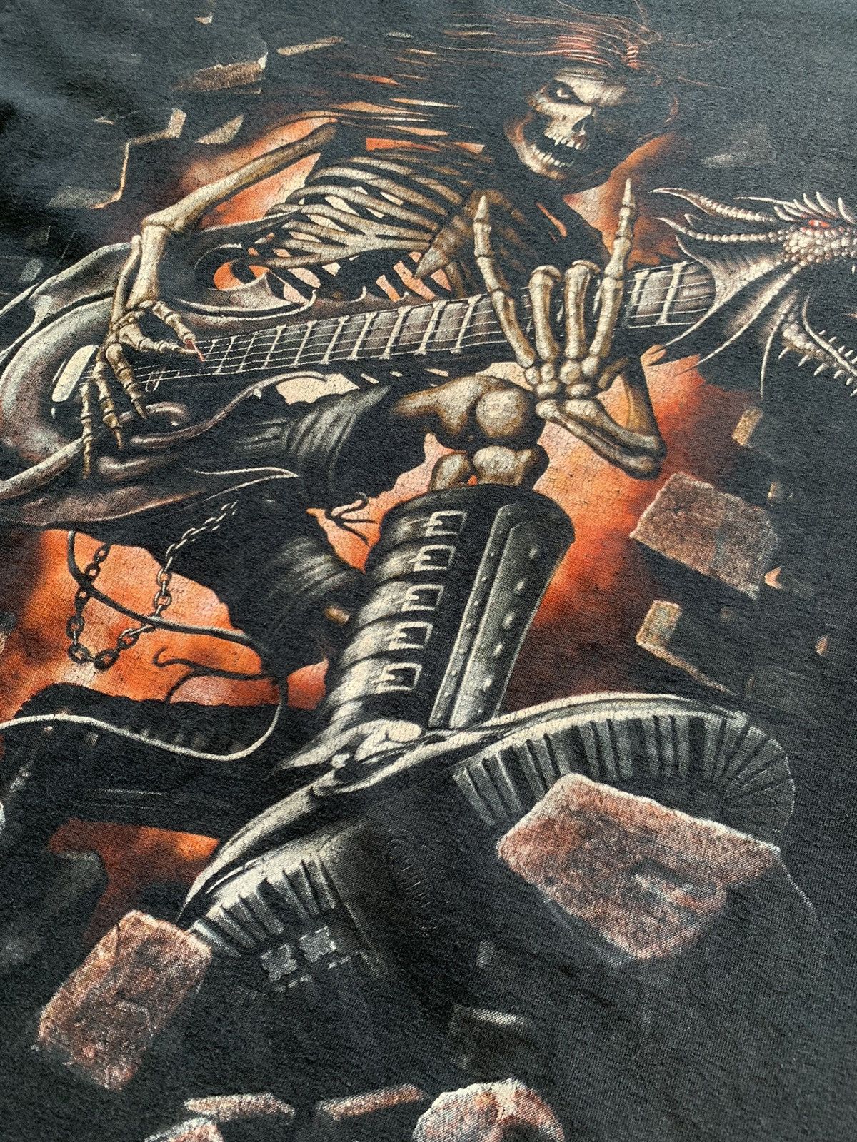 Band Tees Vintage 90s 666 Skulls Rock Out Vamp Dead Face Horror Tee Size US L / EU 52-54 / 3 - 4 Thumbnail