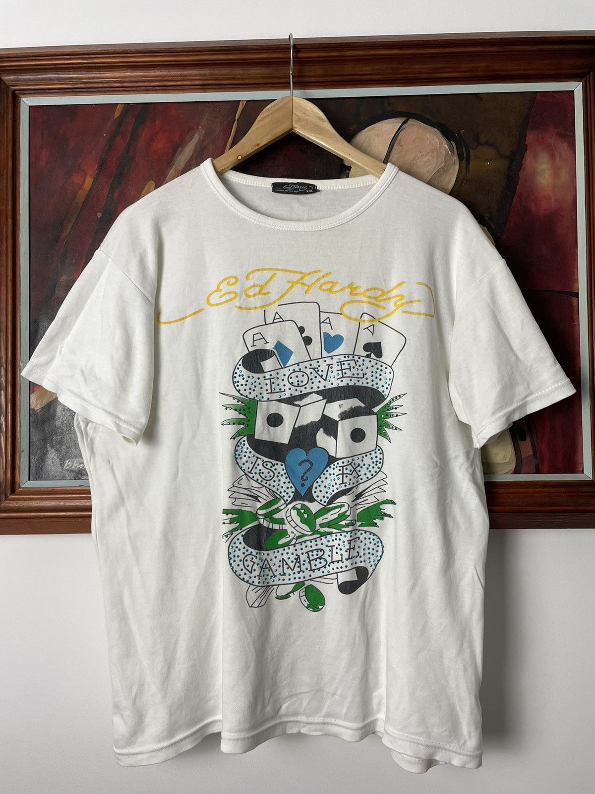 Christian Audigier Ed Hardy By Christian Audigier Vintage Y2k Cards Tattoo Tee Size US L / EU 52-54 / 3 - 1 Thumbnail