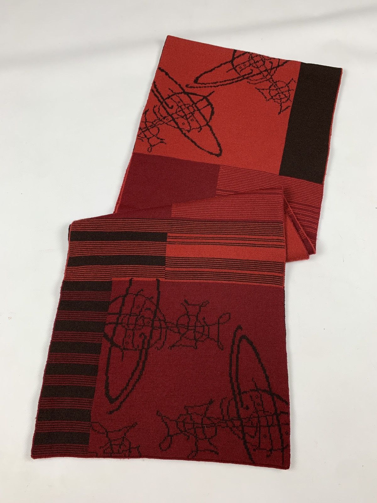 Vivienne Westwood Vivienne Westwood Wool Monogram Red Scarf Size ONE SIZE - 1 Thumbnail