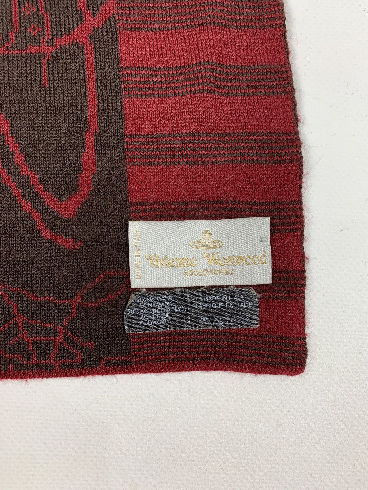 Vivienne Westwood Vivienne Westwood Wool Monogram Red Scarf Size ONE SIZE - 7 Thumbnail