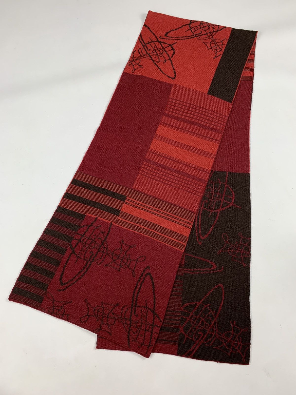 Vivienne Westwood Vivienne Westwood Wool Monogram Red Scarf Size ONE SIZE - 2 Thumbnail