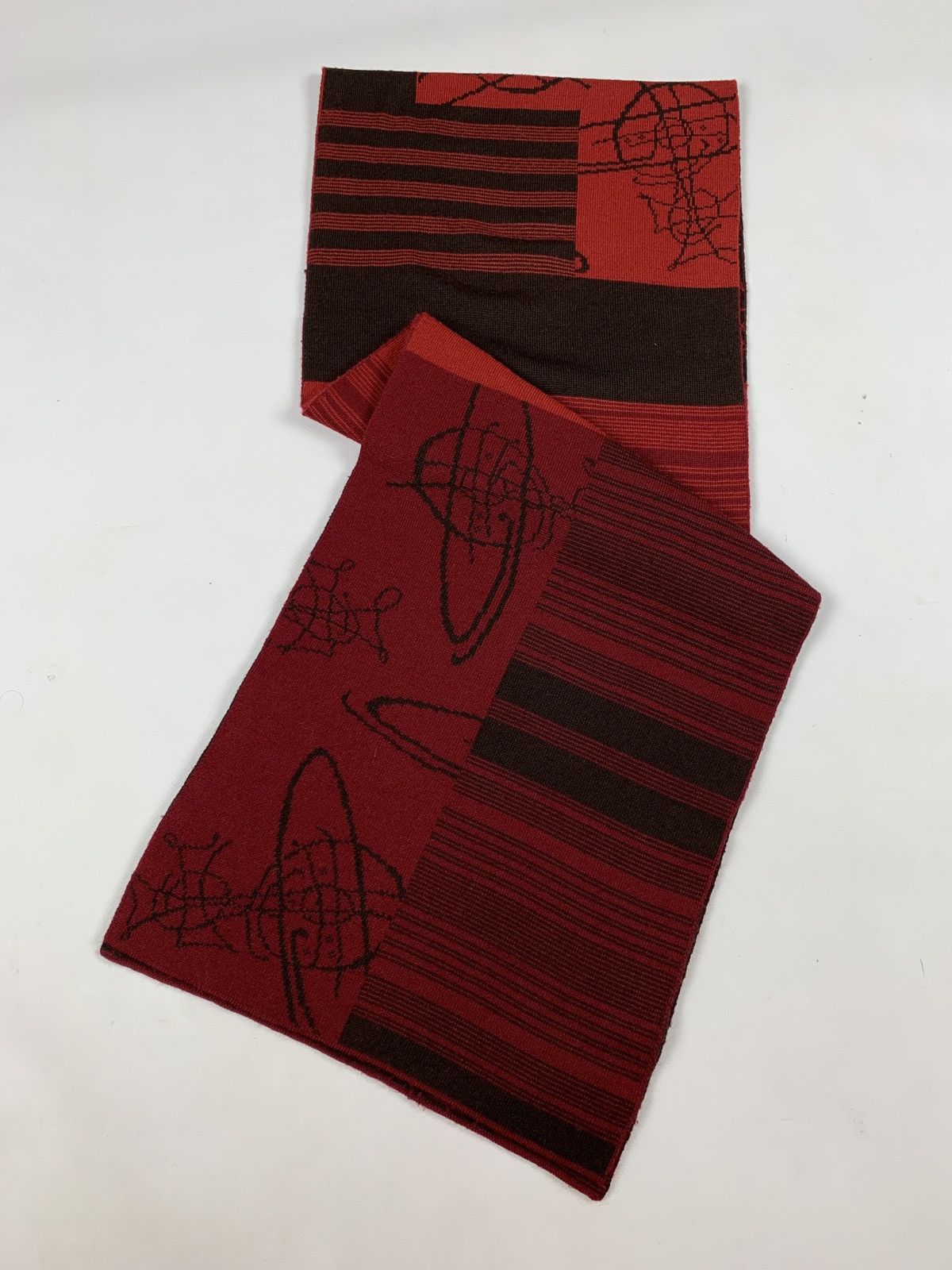 Vivienne Westwood Vivienne Westwood Wool Monogram Red Scarf Size ONE SIZE - 3 Thumbnail