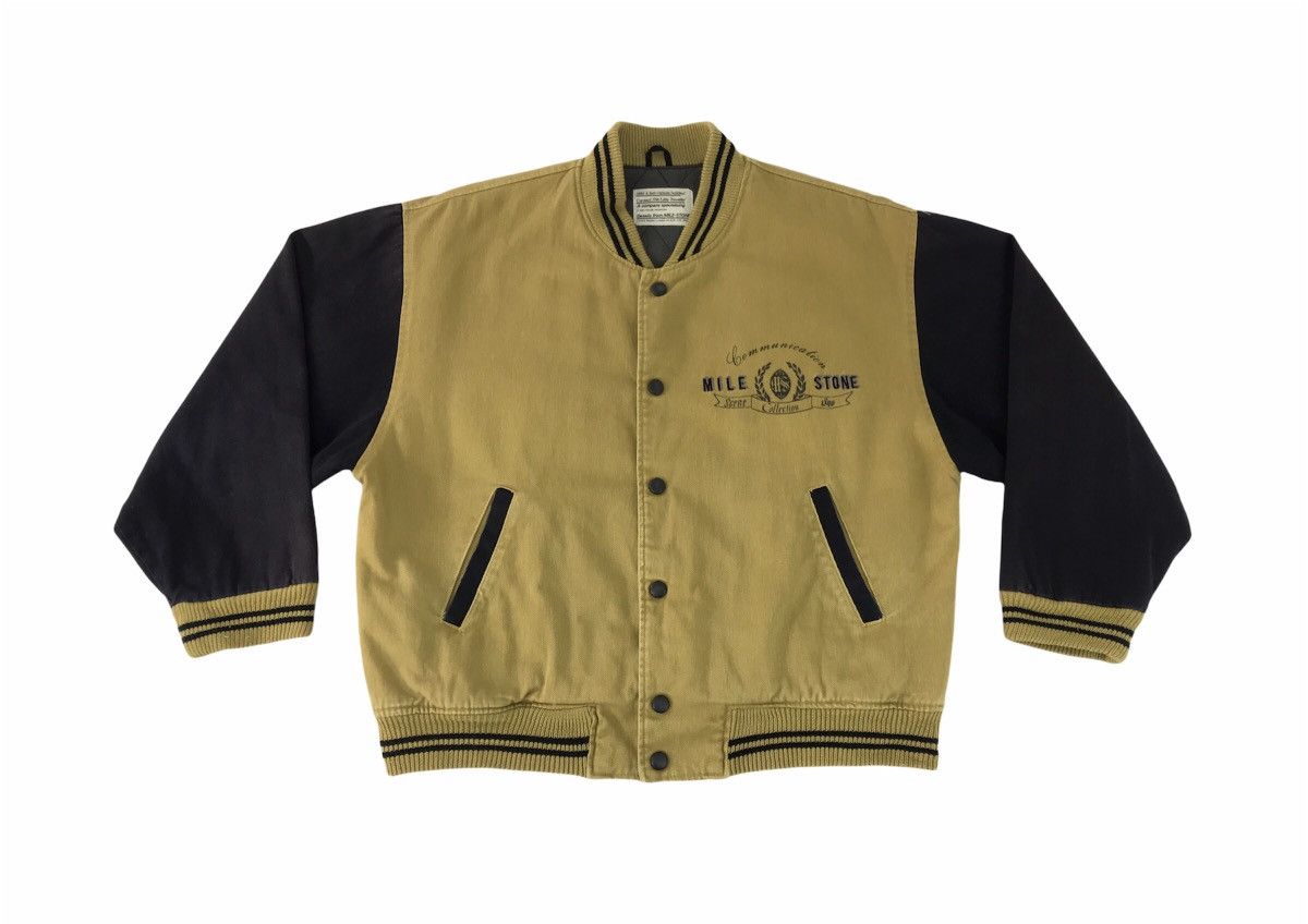 Japanese Brand Vintage Varsity Mile-Stone Jacket Snap Button Style Size US XL / EU 56 / 4 - 1 Thumbnail