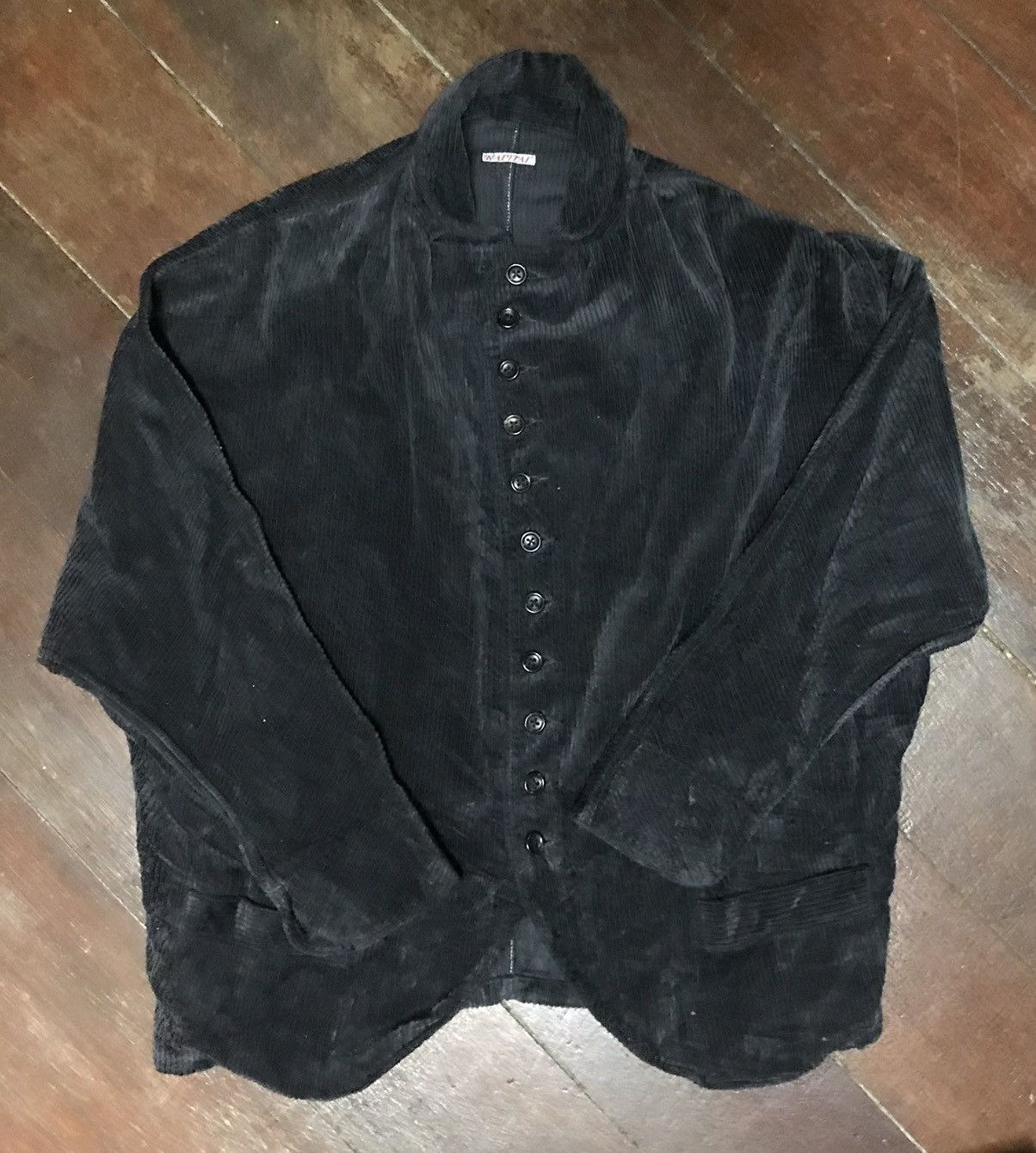 image of Designer kapital Button Up Velvet Cudroy Jacket in Black, Men's (Size Medium)