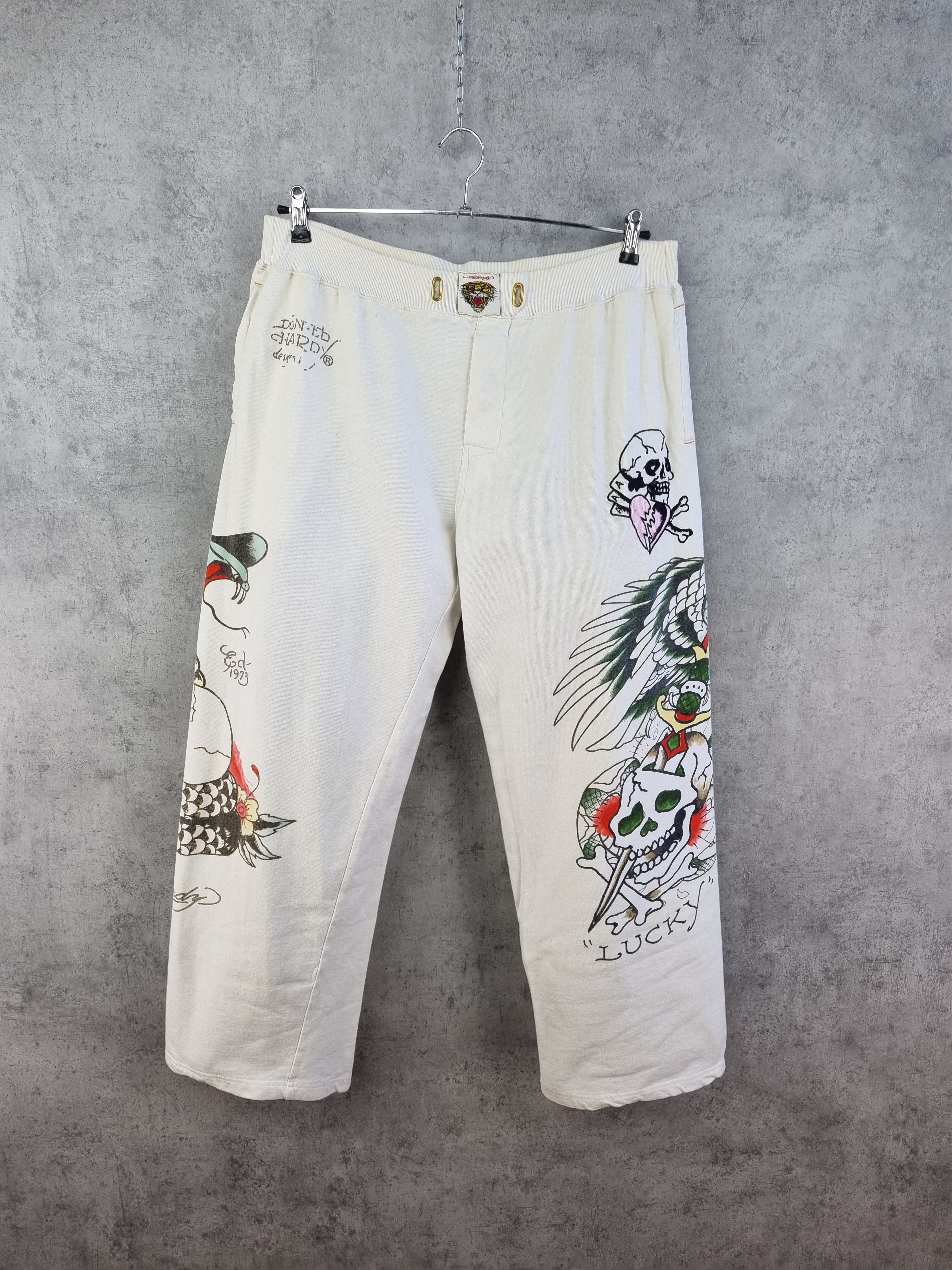 Christian Audigier Unique Ed Hardy Cobra Eagle Big Print Vintage Cotton Pant Size US 33 - 4 Thumbnail