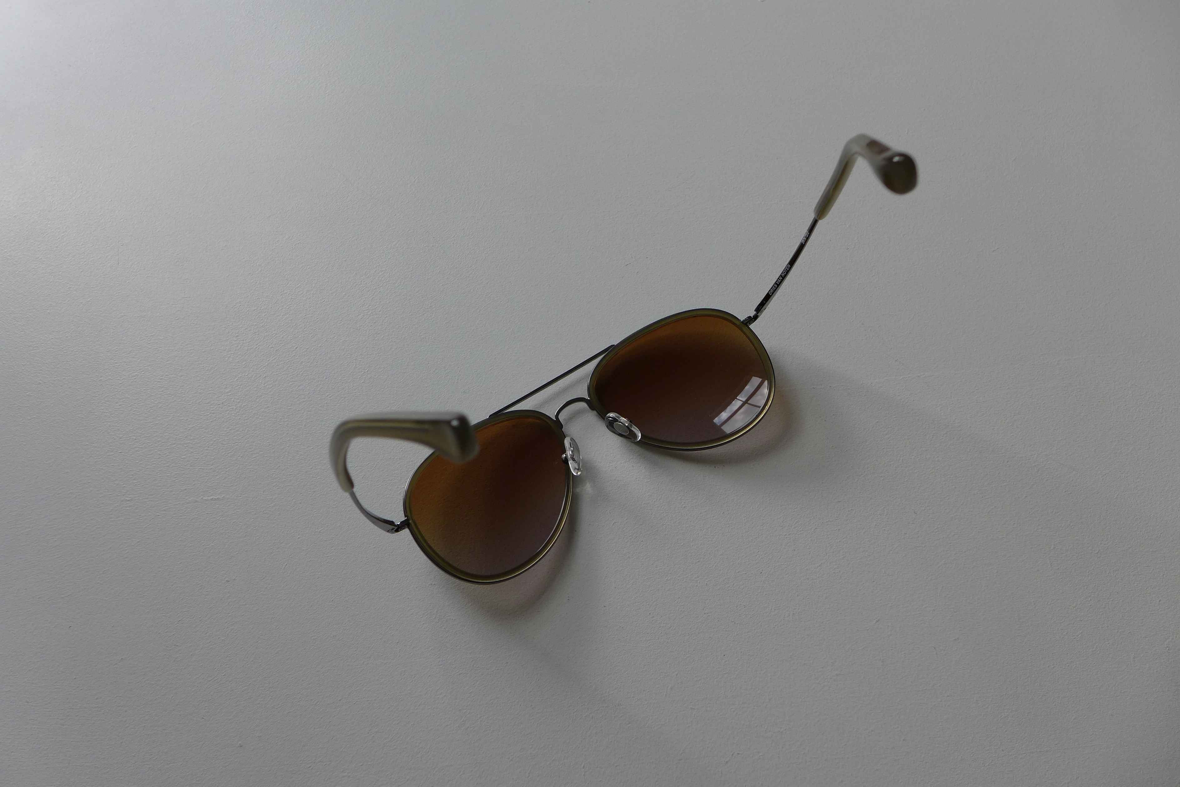 Dries Van Noten Dries Van Noten Aviator Sunglasses - Khaki & Silver Size ONE SIZE - 7 Thumbnail