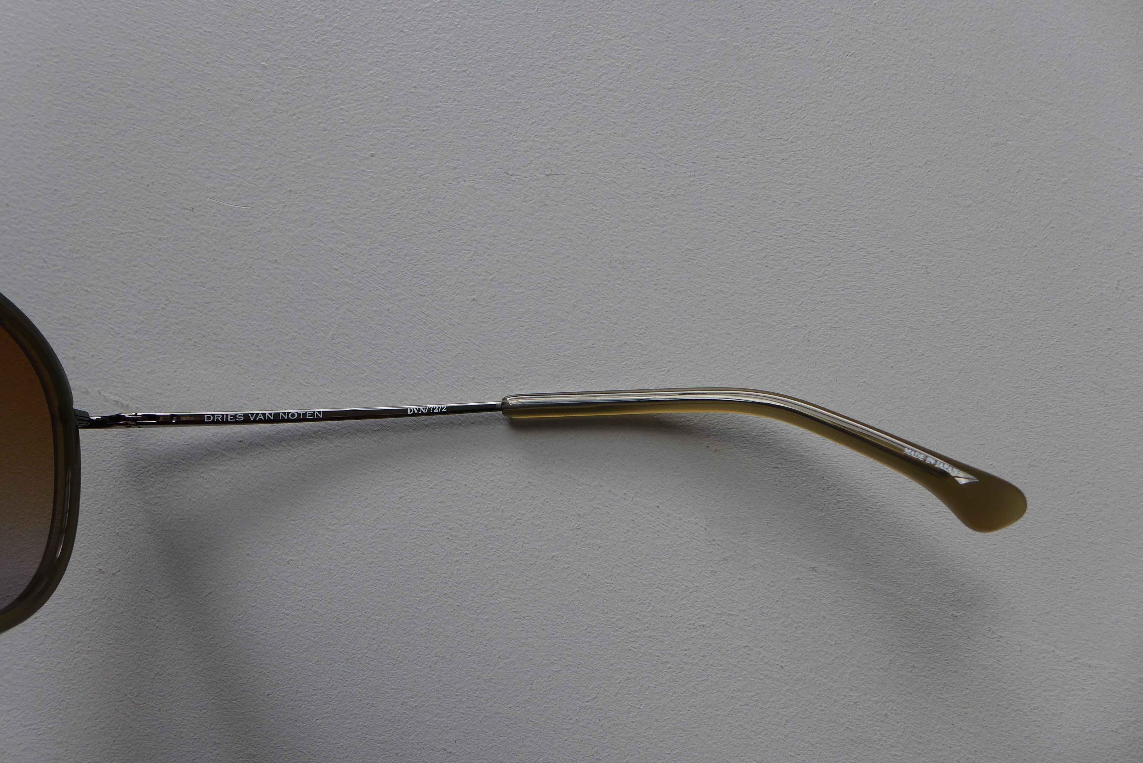 Dries Van Noten Dries Van Noten Aviator Sunglasses - Khaki & Silver Size ONE SIZE - 8 Thumbnail