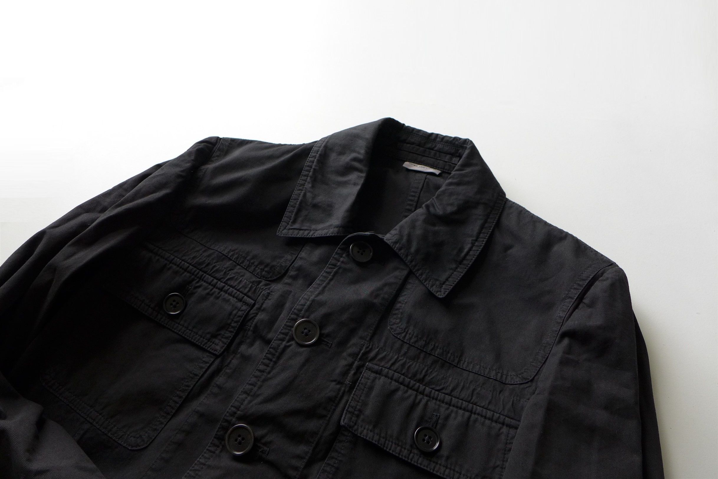 image of Dries Van Noten Bourdon Garment Dyed Cotton Military Jacket in Black, Men's (Size Small)