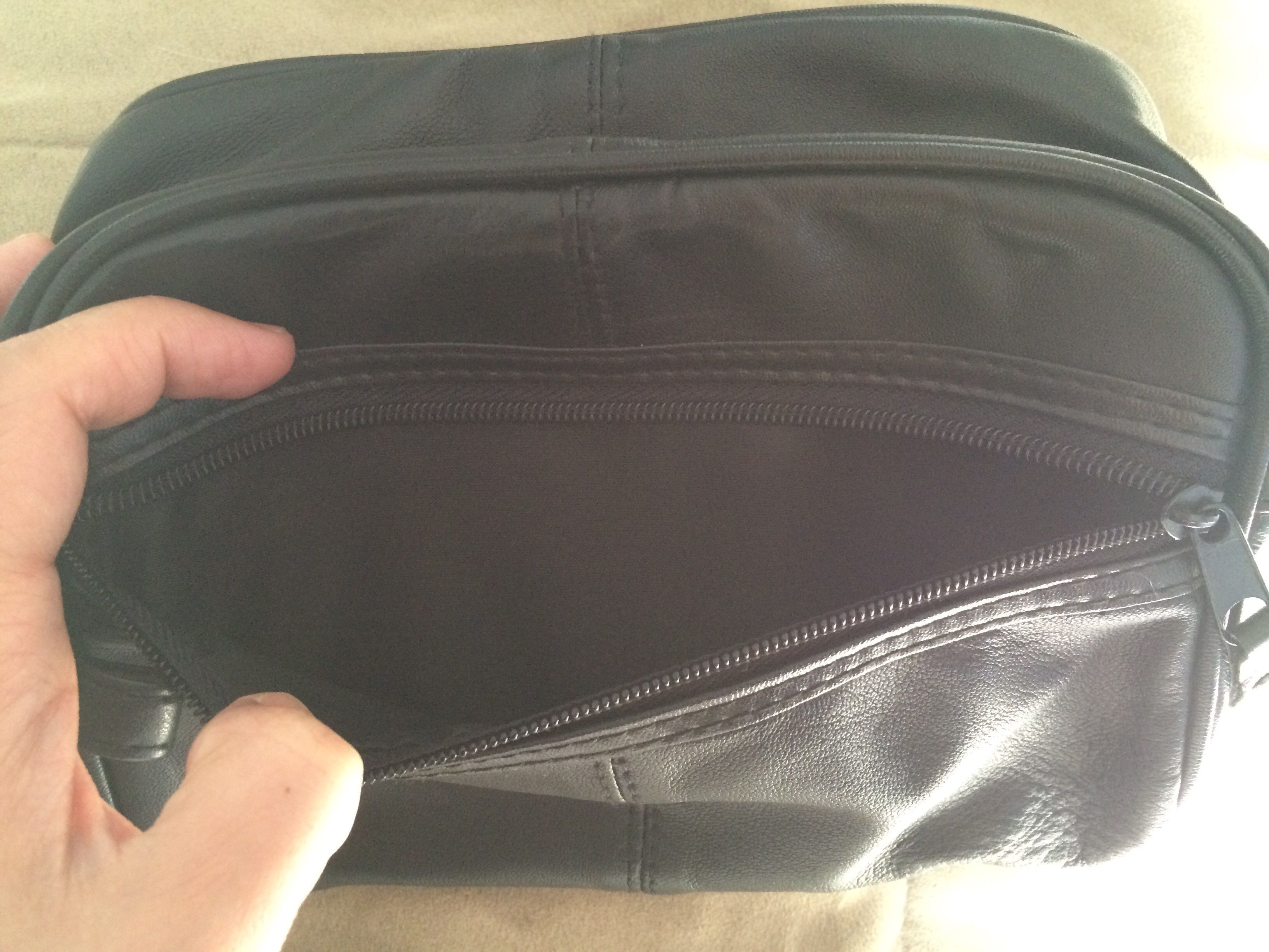 Handmade Black Genuine Leather Hand Bag Size ONE SIZE - 5 Thumbnail