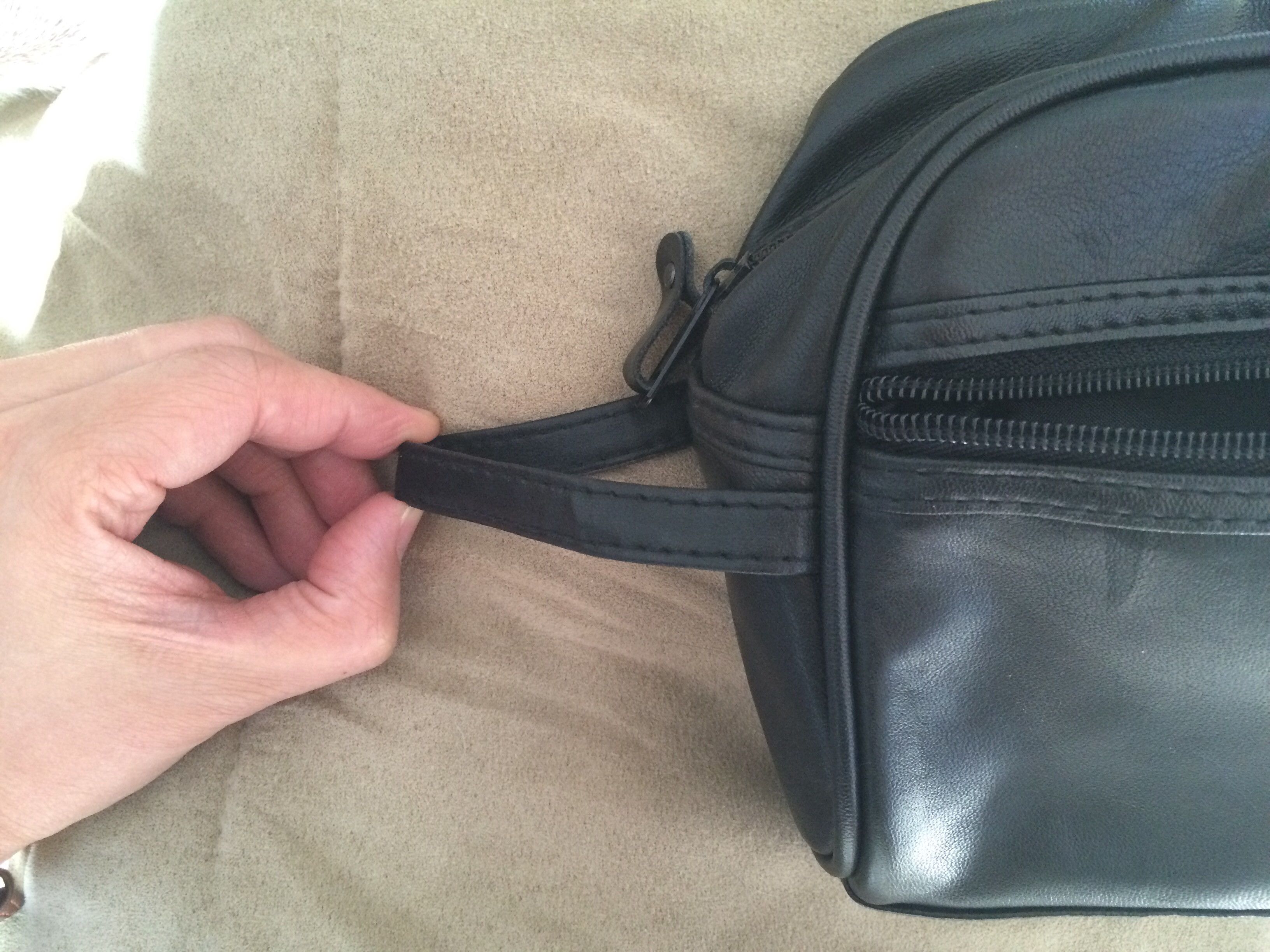 Handmade Black Genuine Leather Hand Bag Size ONE SIZE - 6 Thumbnail