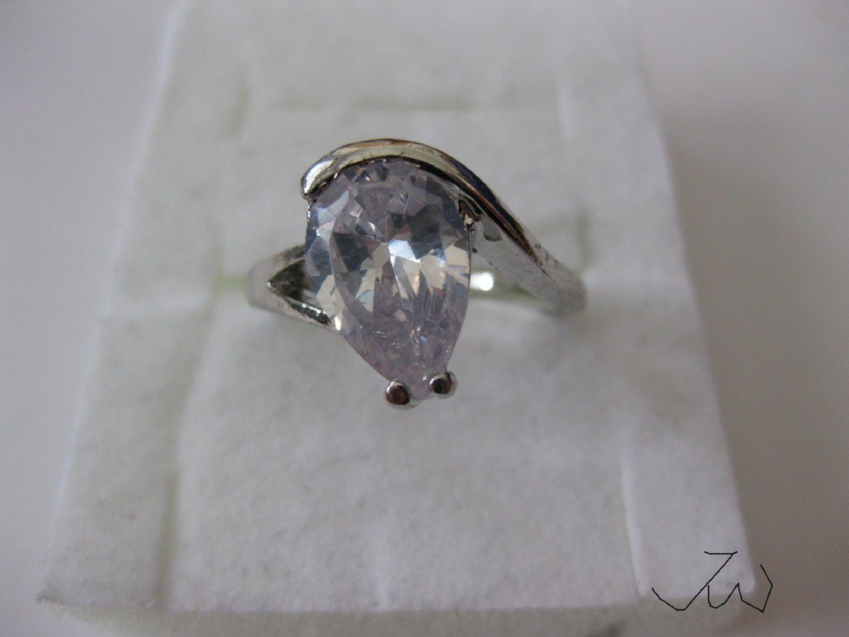 Jewelry Clear CZ Tibetan Silver Ring - Size 7.5 Size ONE SIZE - 1 Thumbnail
