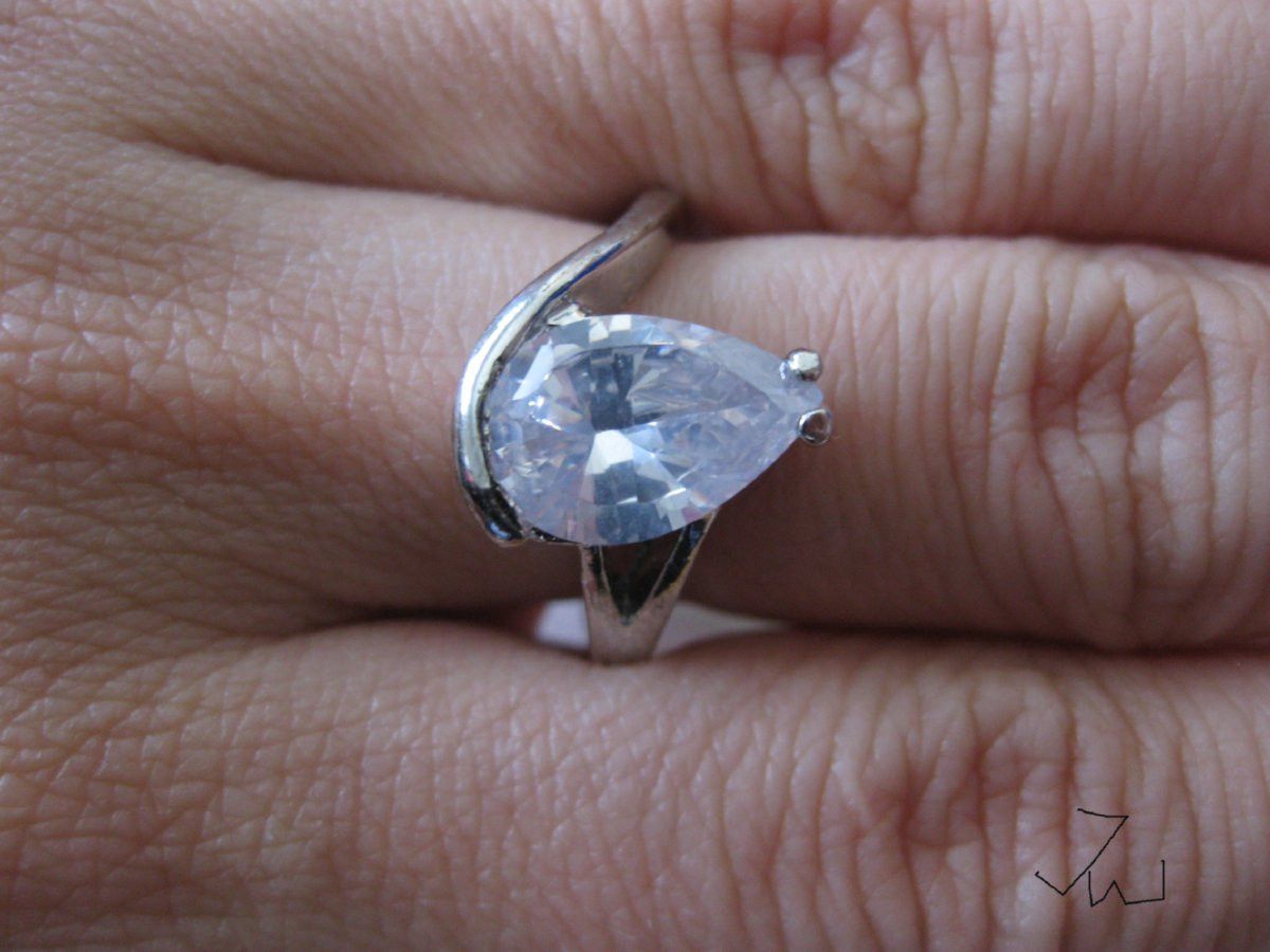 Jewelry Clear CZ Tibetan Silver Ring - Size 7.5 Size ONE SIZE - 4 Thumbnail
