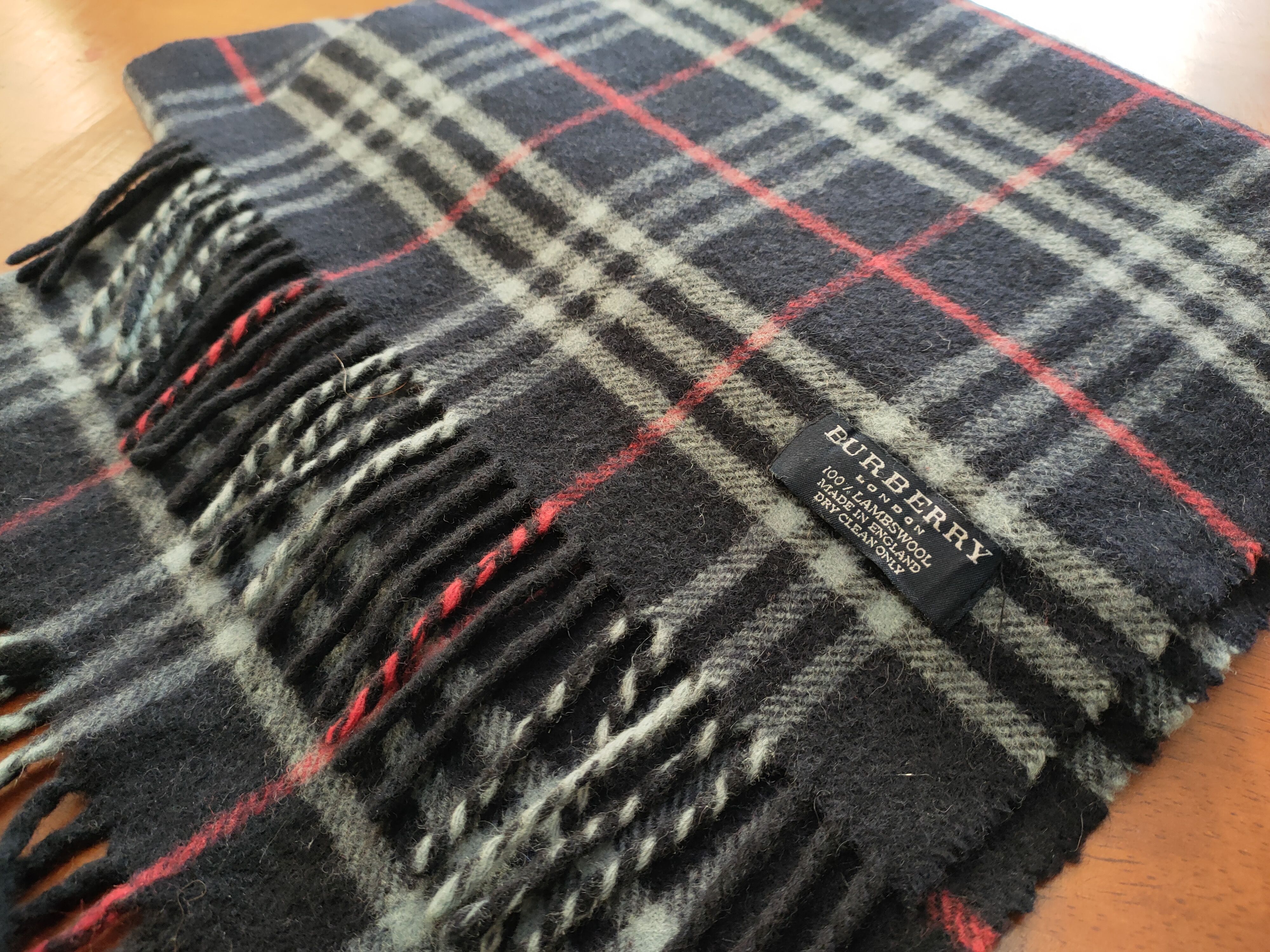 image of Burberry Checkered Lambswool Scarf, Men's